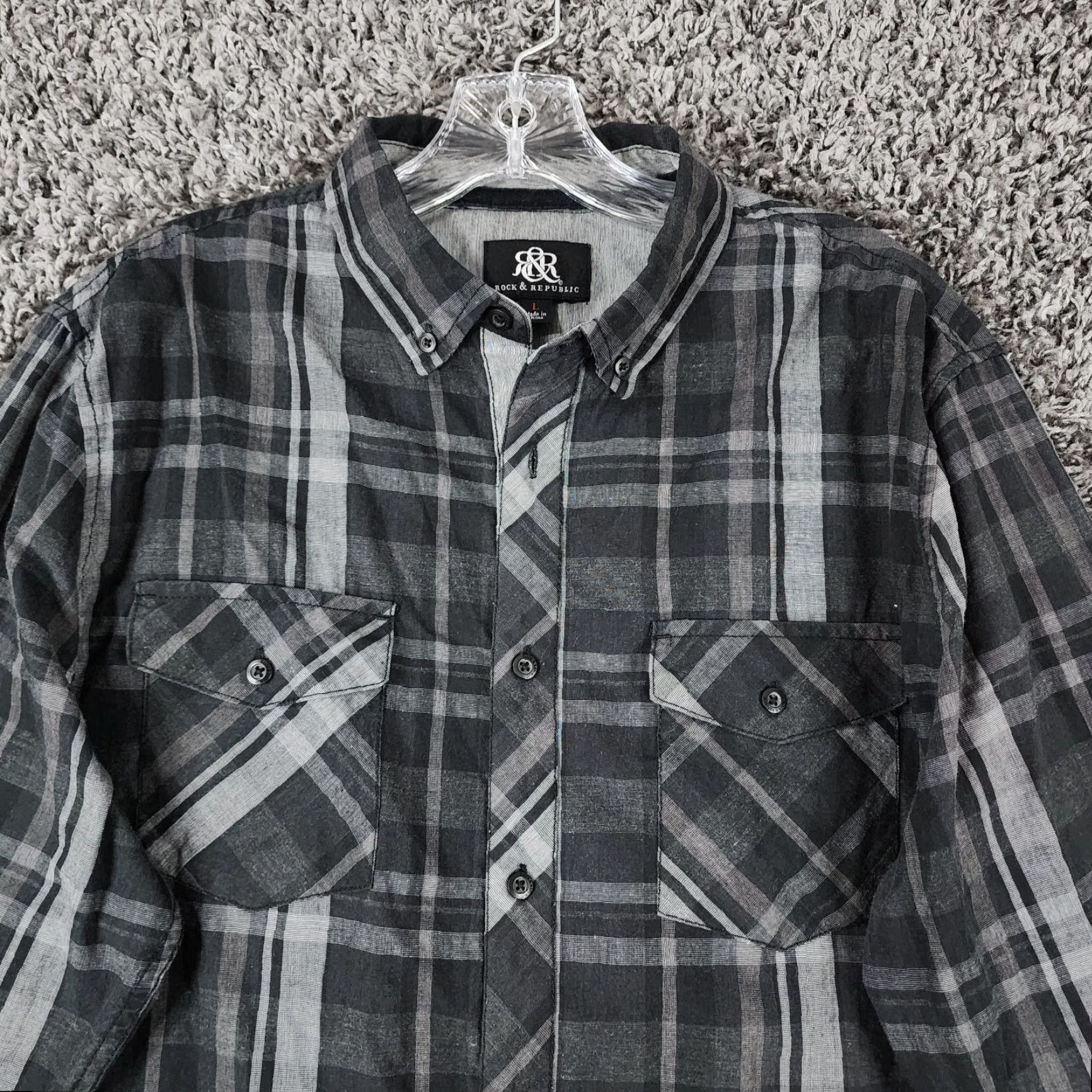 Vintage ROCK & REPUBLIC Black Plaid Long Sleeve Button-Up Shirt Adult Large Mens Size US L / EU 52-54 / 3 - 3 Thumbnail