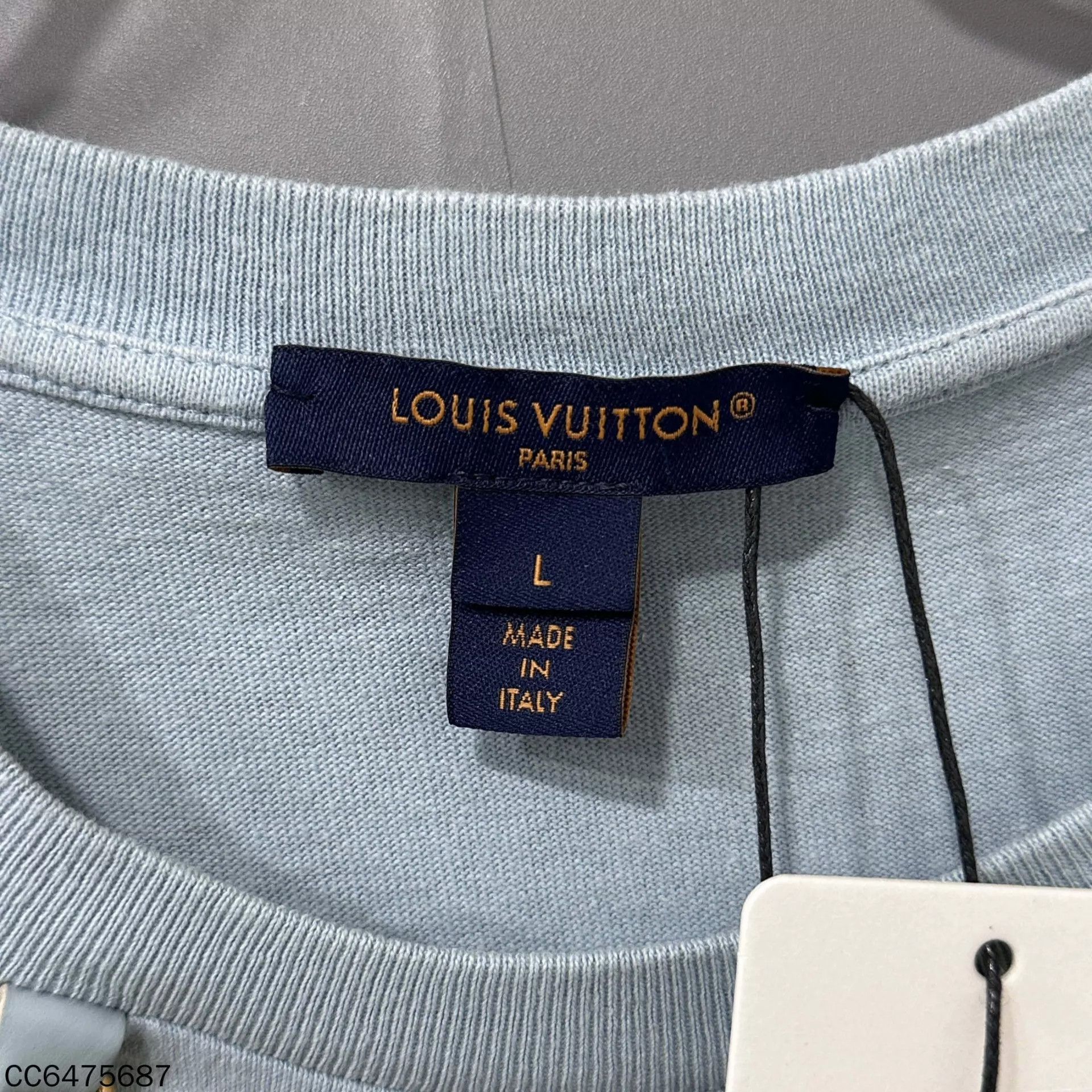 Louis Vuitton LV gold chain logo light blue short-sleeve Size L / US 10 / IT 46 - 5 Thumbnail