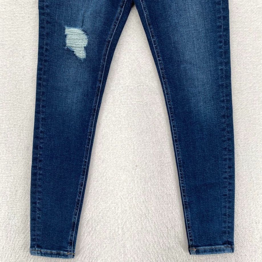 Vintage Mis Selfridge Lizzie Jean Women's 6 Skinny Ankle Dark Wash Blue Distressed Denim Size 26" / US 2 / IT 38 - 3 Thumbnail