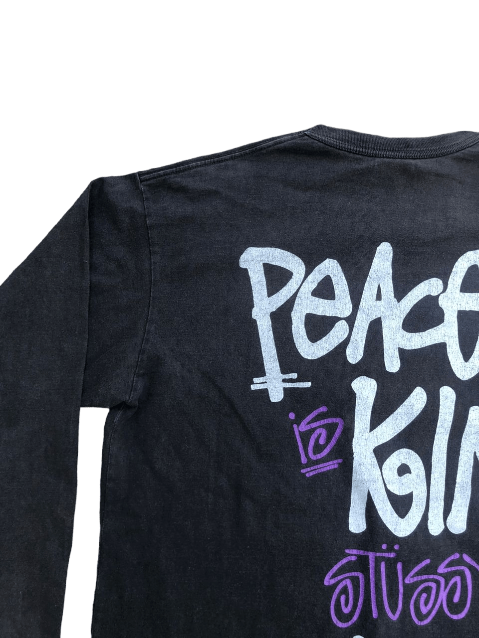 Stussy Vintage Y2K Stussy Peace Is King Long Sleeve Tee Sunfaded Size US XL / EU 56 / 4 - 13 Thumbnail