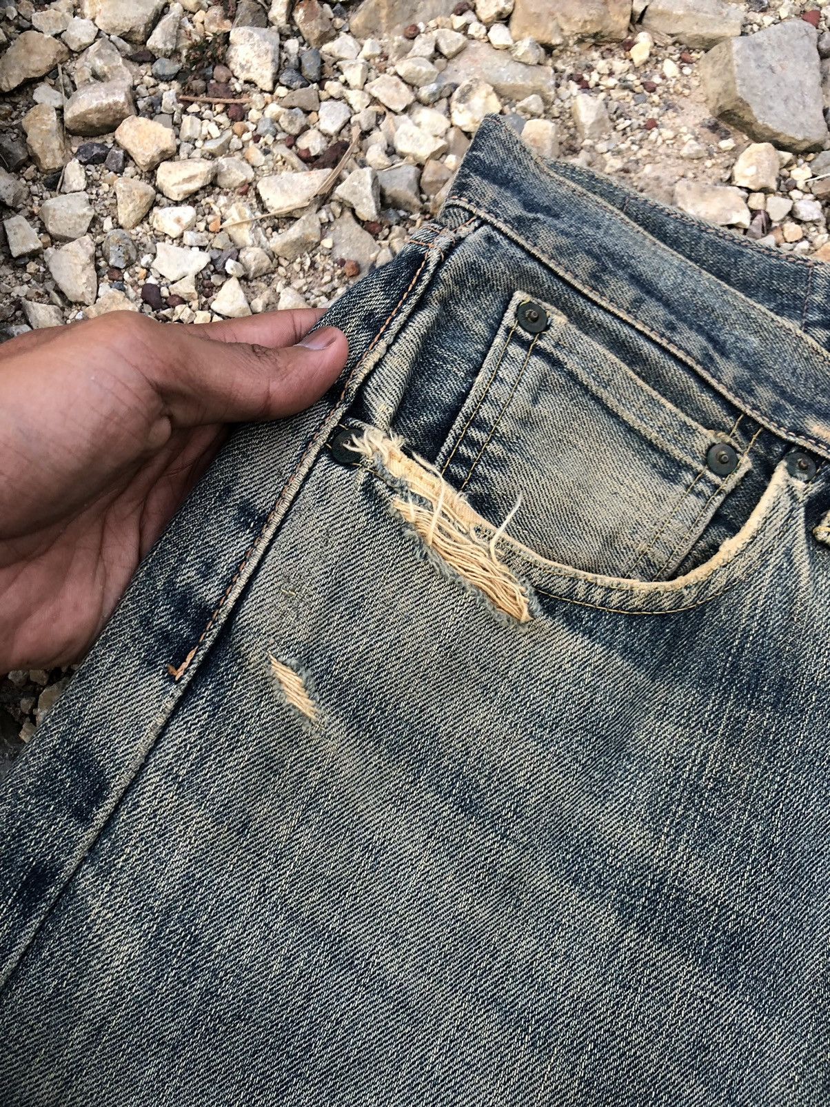 Edwin WIDE LEG RUSTY DISTRESSED SELVEDGE DENIM Size US 32 / EU 48 - 9 Thumbnail