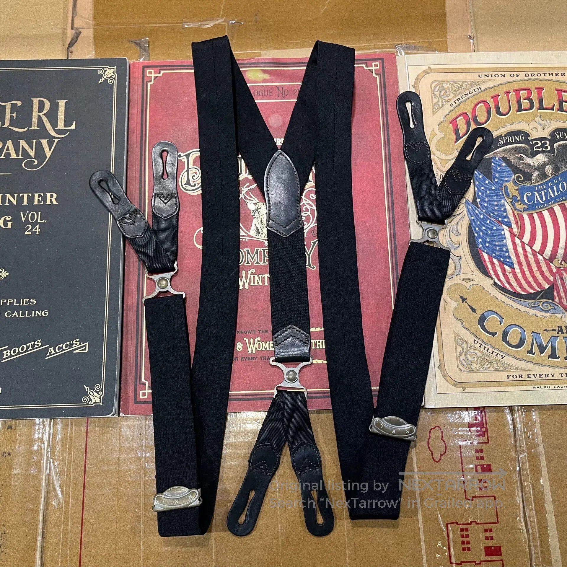 RRL Ralph Lauren black double rl suspender straps. Size ONE SIZE - 1 Thumbnail