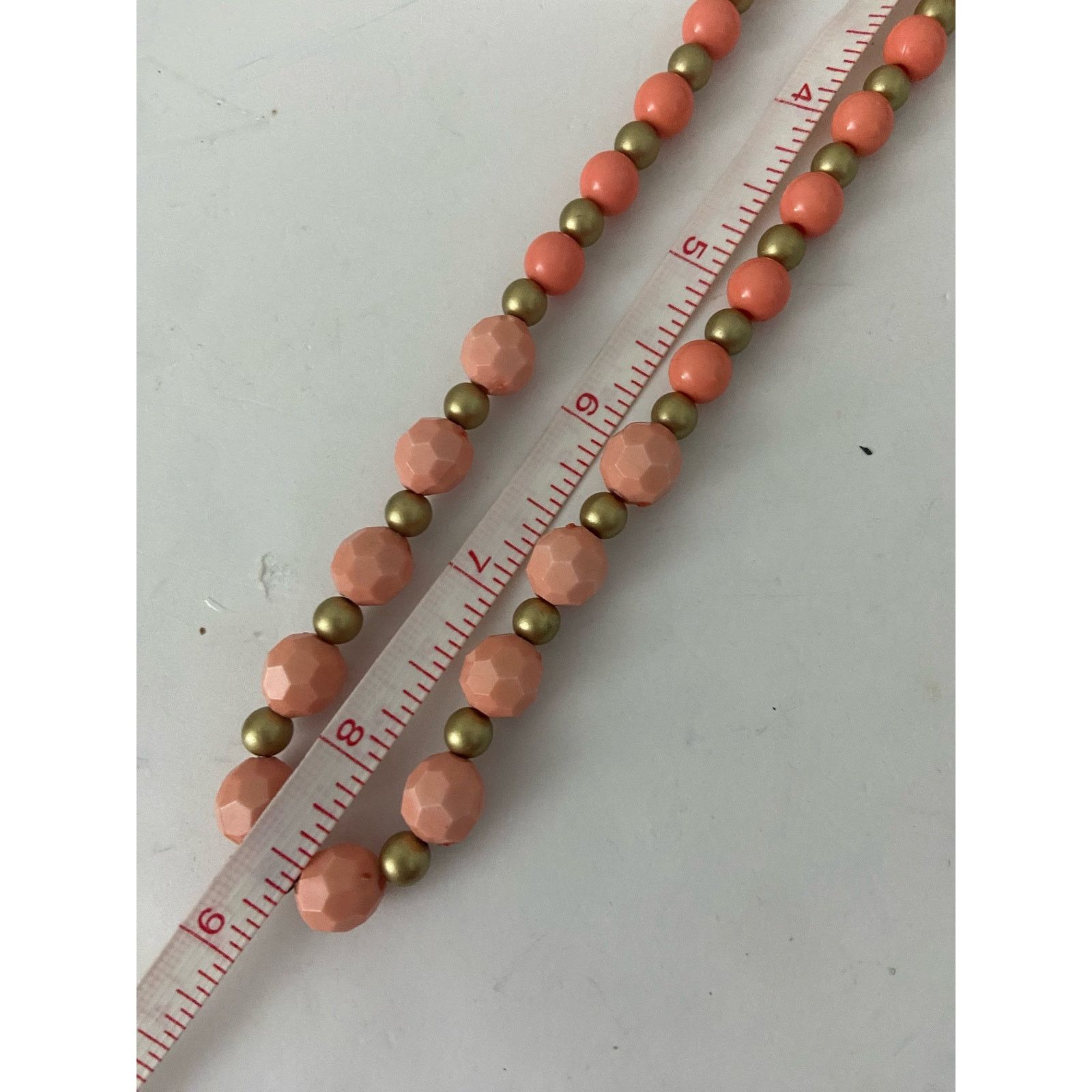 Handmade salmon pink and gold bead necklace Size ONE SIZE - 4 Thumbnail