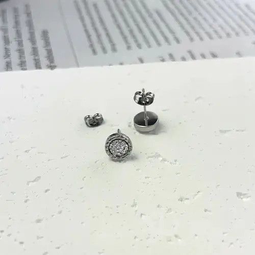 Other 925 Silver Plated CZ Cubic Zirconia Stud Earrings for Men Size ONE SIZE - 2 Thumbnail