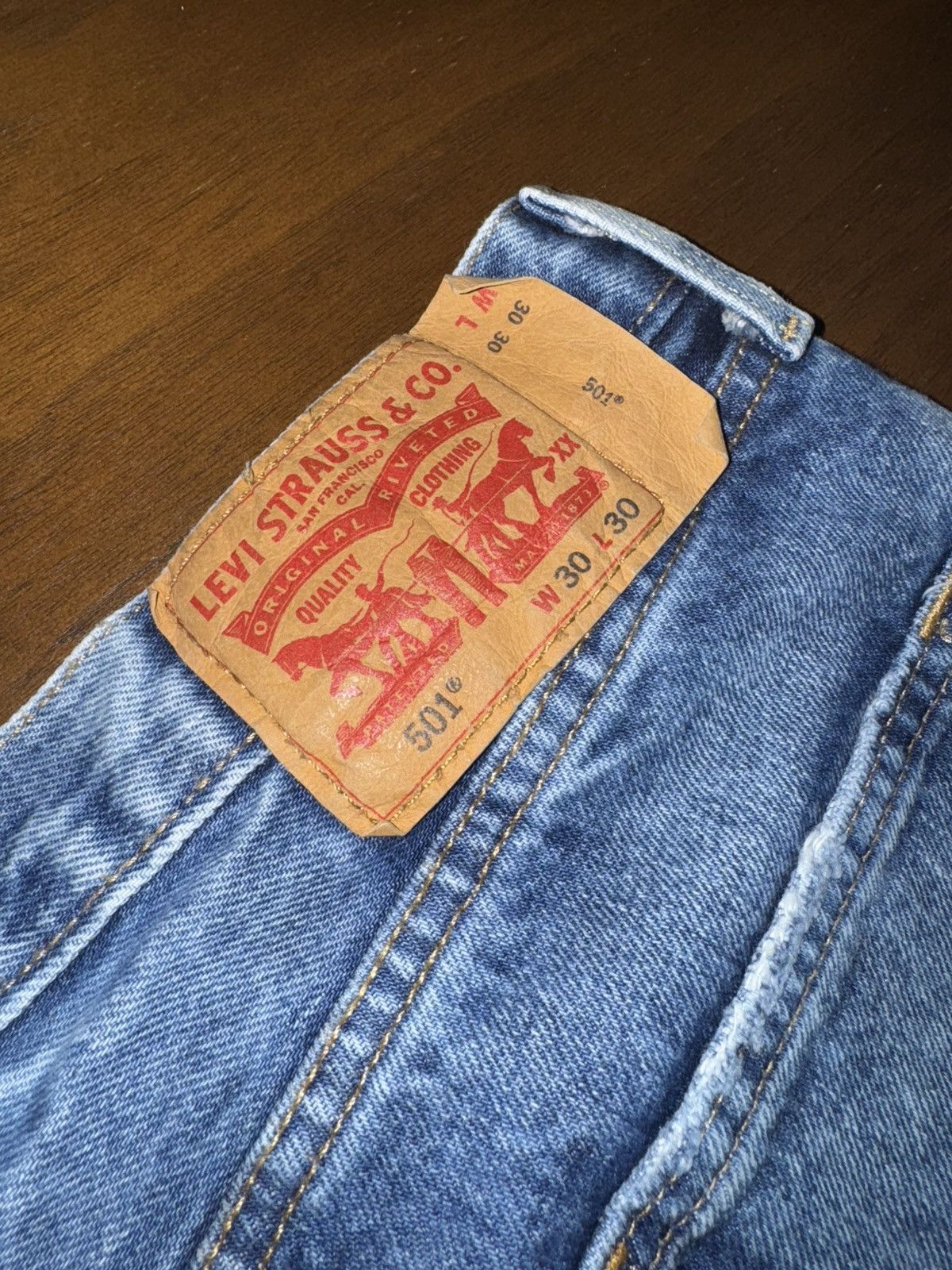 Levi's × Levi's Vintage Clothing × Vintage Levi’s 501’s distressed vintage jeans Size US 30 / EU 46 - 9 Thumbnail