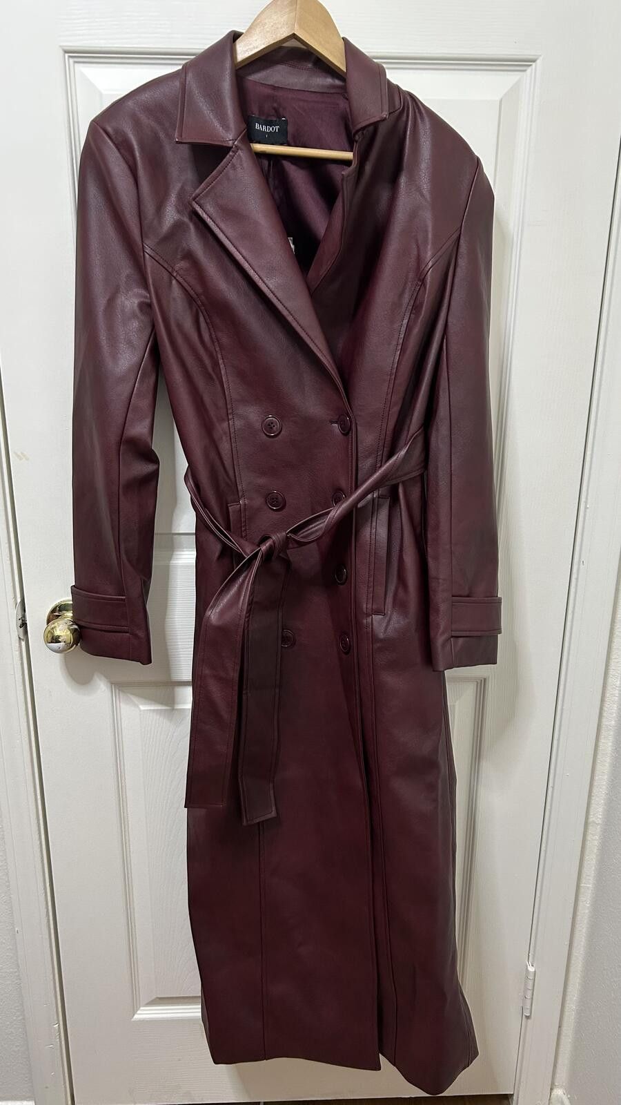 Bardo NWT Bardot Faux Leather Trench Coat Revolve Burgundy Size S / US 4 / IT 40 - 2 Thumbnail