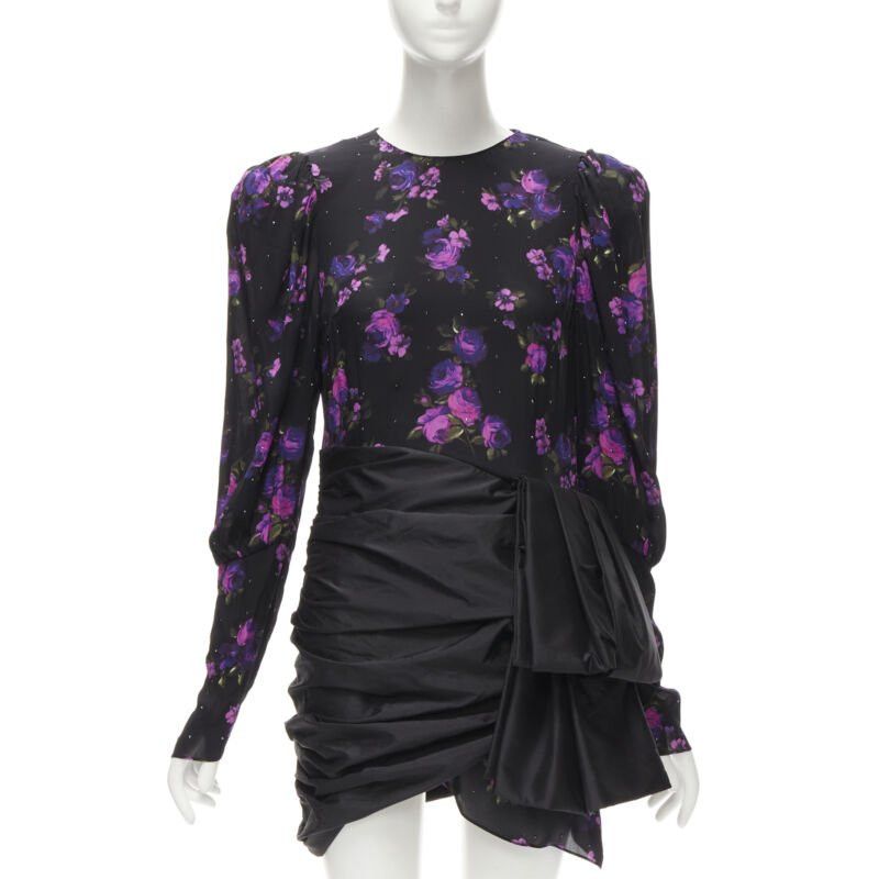 Magda Butrym MAGDA BUTRYM Matera crystal embellished purple floral wrap skirt dress FR34 XS Size XS / US 0-2 / IT 36-38 - 1 Thumbnail