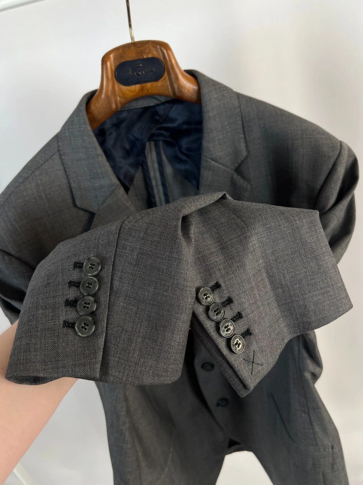 Hackett × Loro Piana Hackett Mayfair ing Loro Piana 120's Wool Grey Blazer Size 48R - 9 Thumbnail