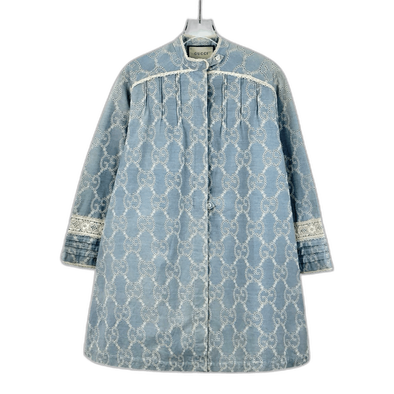 Gucci Gucci Light Blue Lace Logo Long Sleeve Dress Size XXS / US 00 / IT 34 - 1 Thumbnail