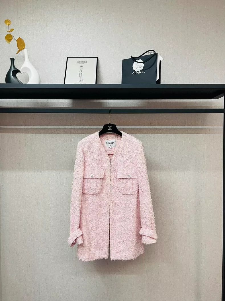 Chanel Chanel Pink Long Coat with Pockets- DMC Size US M / EU 48-50 / 2 - 1 Thumbnail