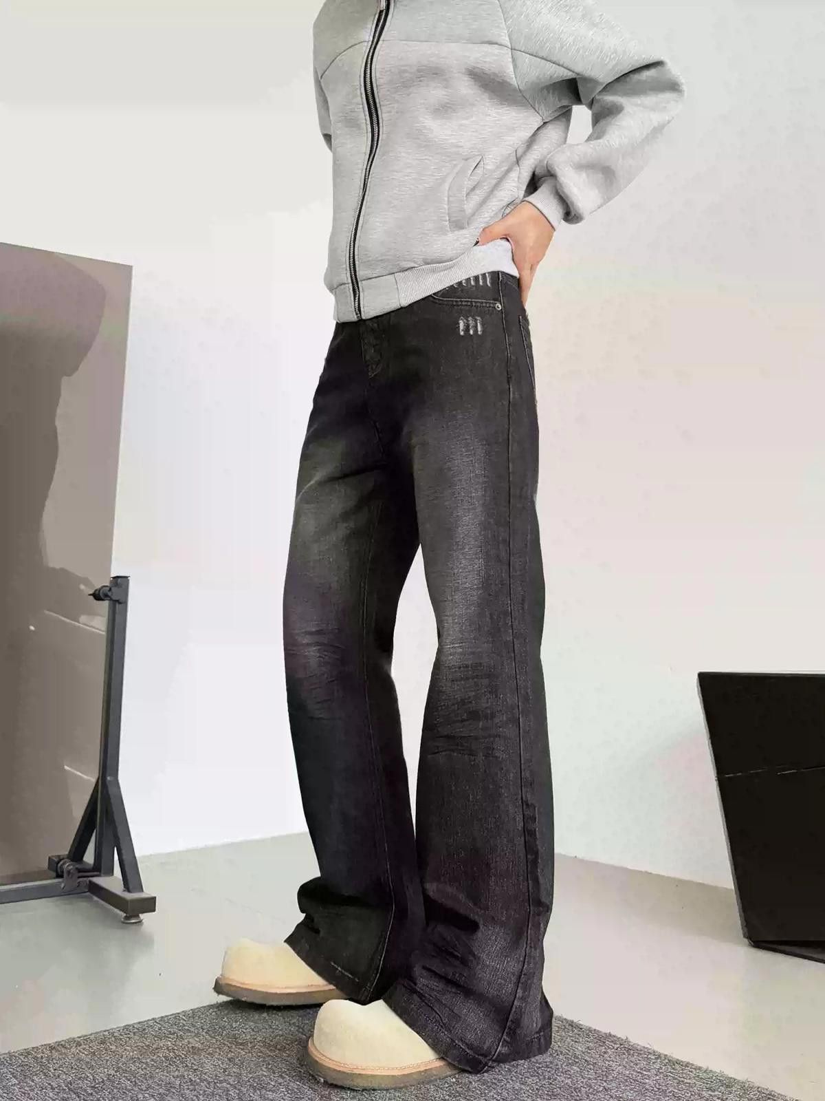 Vintage Black Wide Leg Denim Jeans, Relaxed Fit Jeans Size US 30 / EU 46 - 2 Thumbnail