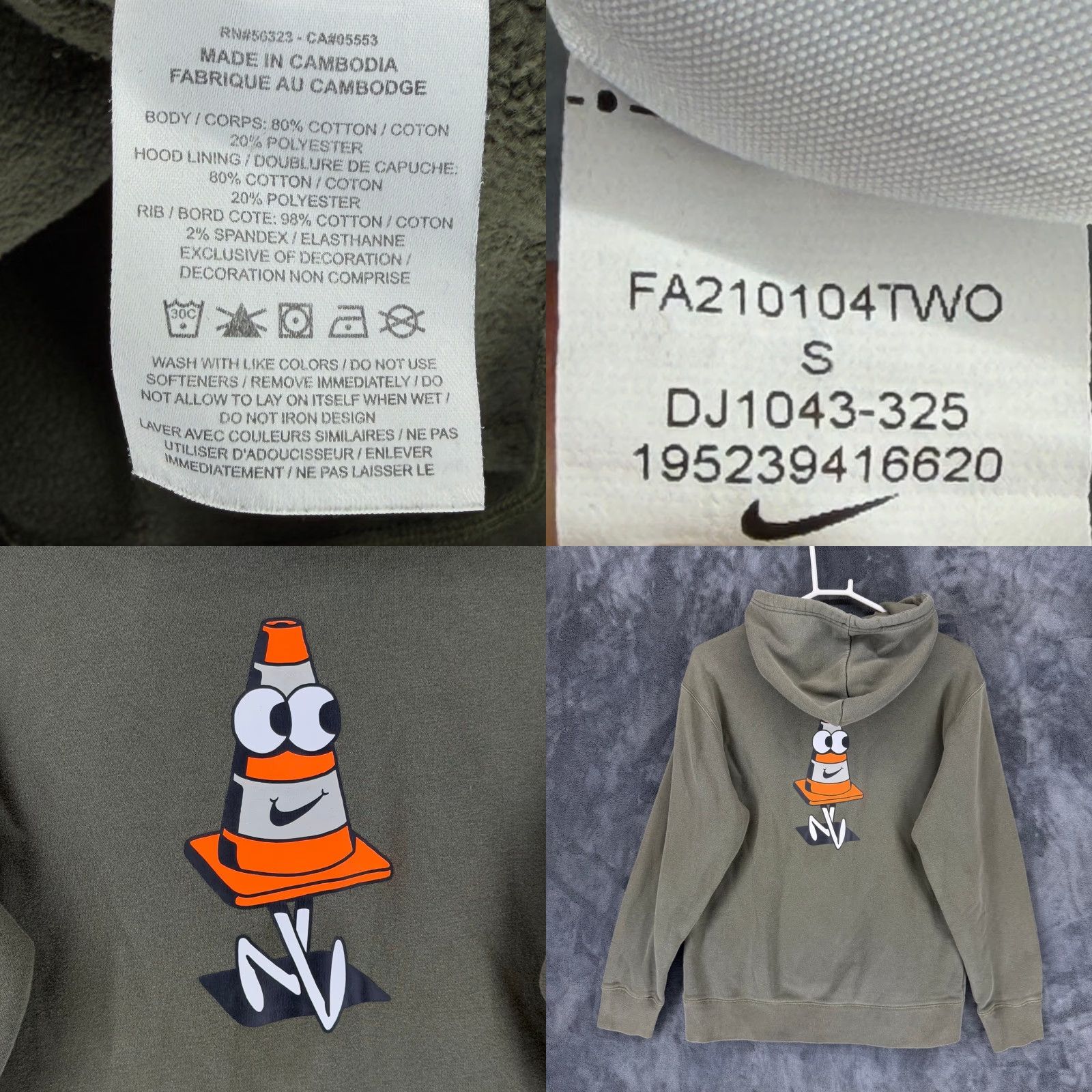 Nike Nike SB Mens Olive Green Traffic Cone Graphic Hoodie DJ1043-325 Small Size US S / EU 44-46 / 1 - 8 Thumbnail