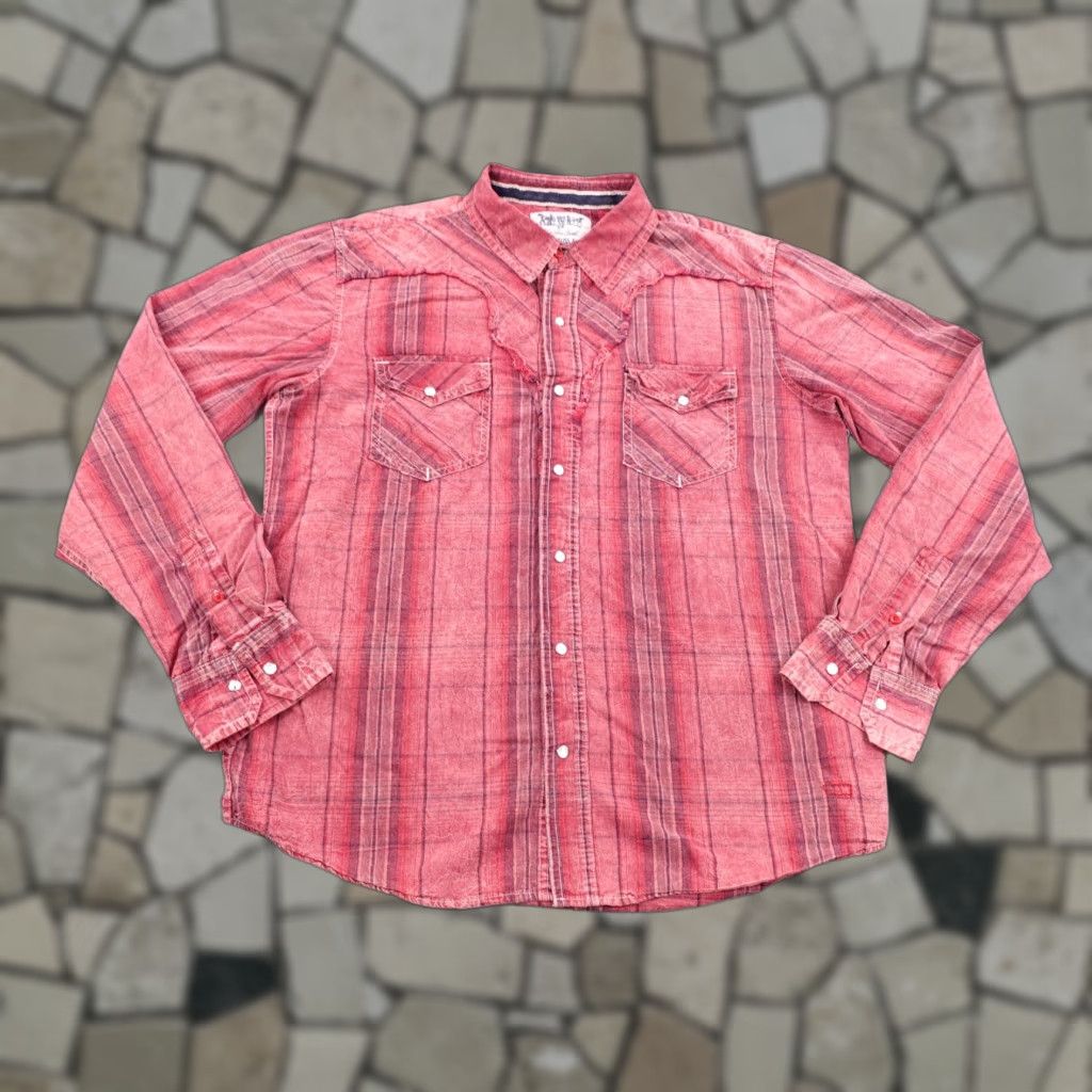 Levi's Levis Men Shirt Medium Red Plaid Western Pearl Snap Rodeo Frontier Country Ranch Button-Up Collared Neckline Snap Size US M / EU 48-50 / 2 - 1 Thumbnail
