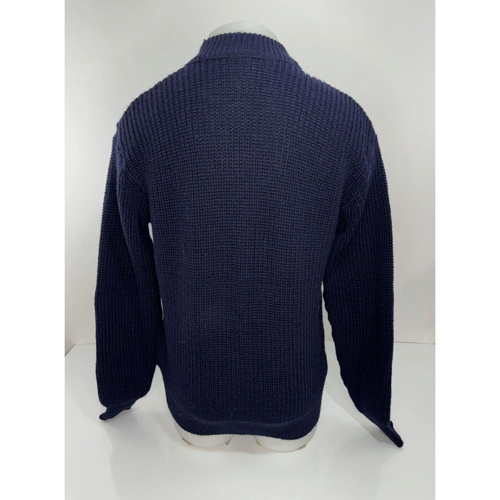 Barbour BARBOUR Heavy Duty Knit PURE NEW WOOL / UK Mens 44 Sweater, Blue, Wool Knit Pullover, Collared, 112 Sweater Size 44 Mens Barbour Size US XXL / EU 58 / 5 - 3 Thumbnail