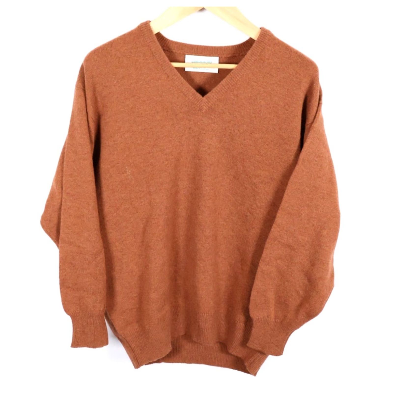 Vintage VINTAGE Moody Scotland Wool Sweater Men's Large Brown V-Neck Pullover Knit Coaches? Size US L / EU 52-54 / 3 - 2 Thumbnail