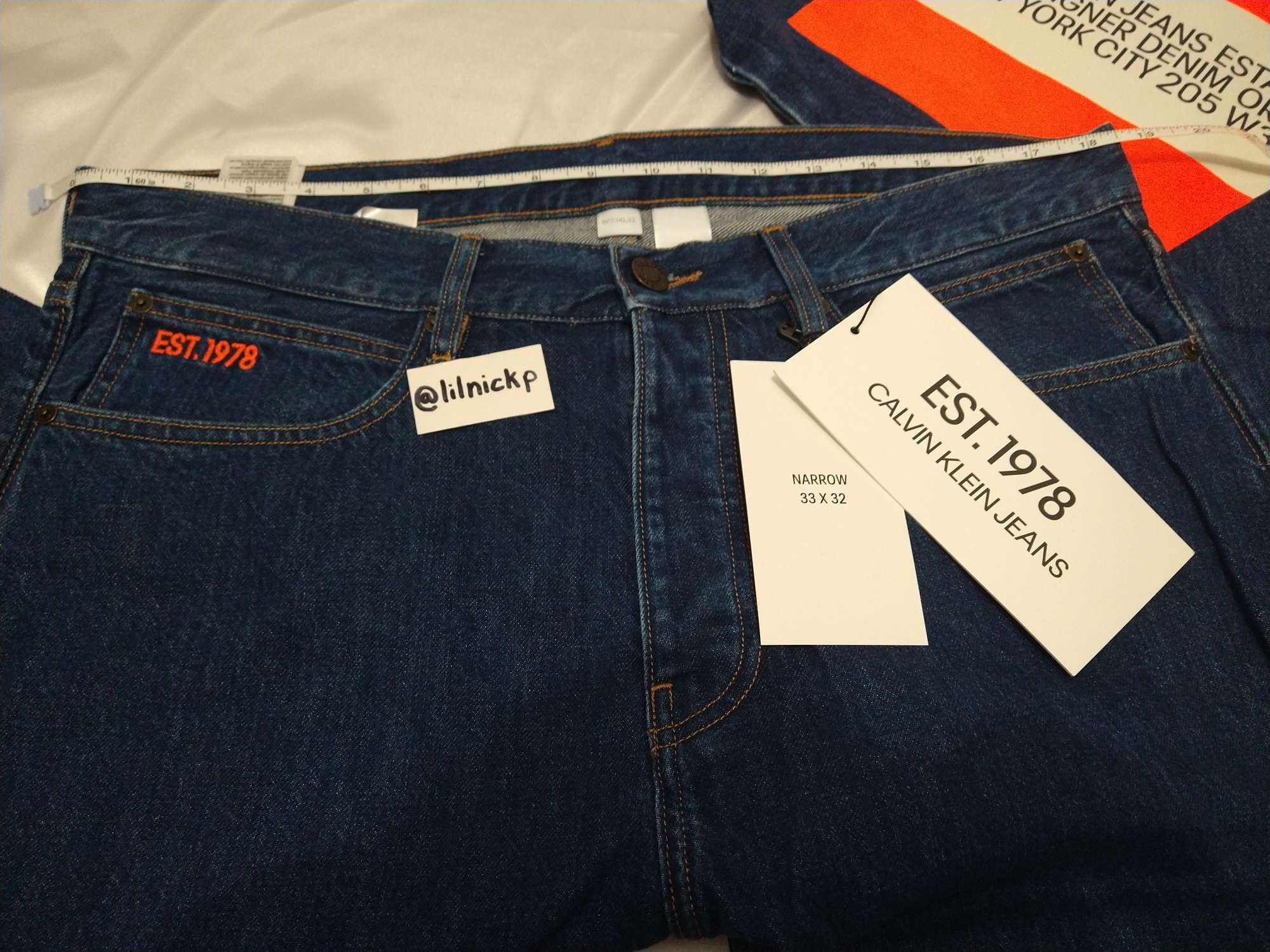 Calvin Klein 205W39NYC EST. 1978 Narrow Leg Apollo Blue Jeans Size US 33 - 4 Thumbnail