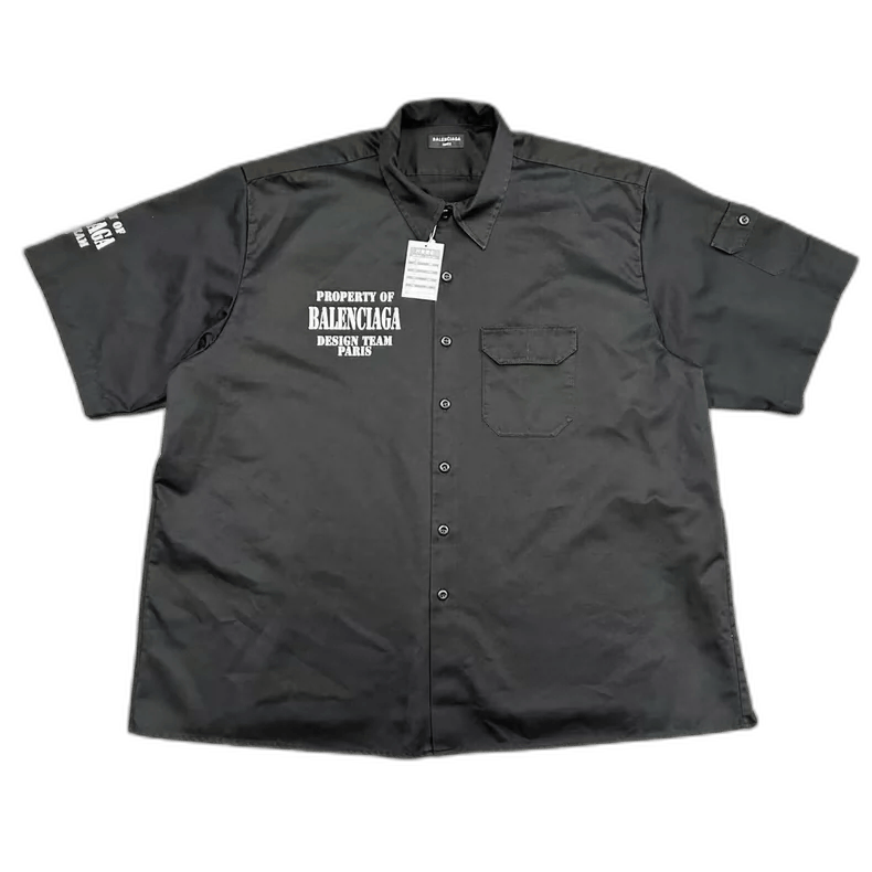 Balenciaga Balenciaga Black Logo Short Sleeve Shirt Size US M / EU 48-50 / 2 - 1 Thumbnail