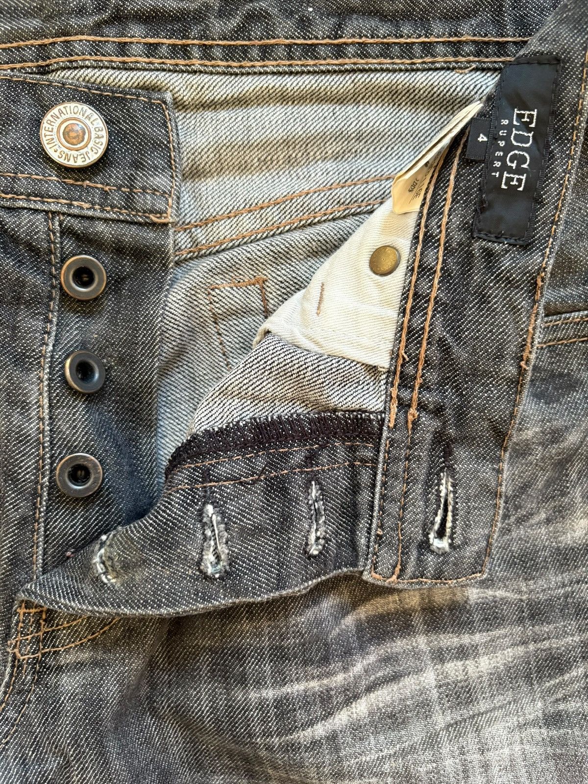Japanese Brand × Number (N)ine Vintage Edge Rupert Button Fly Faded Wash Loose Jeans Size US 33 - 3 Thumbnail