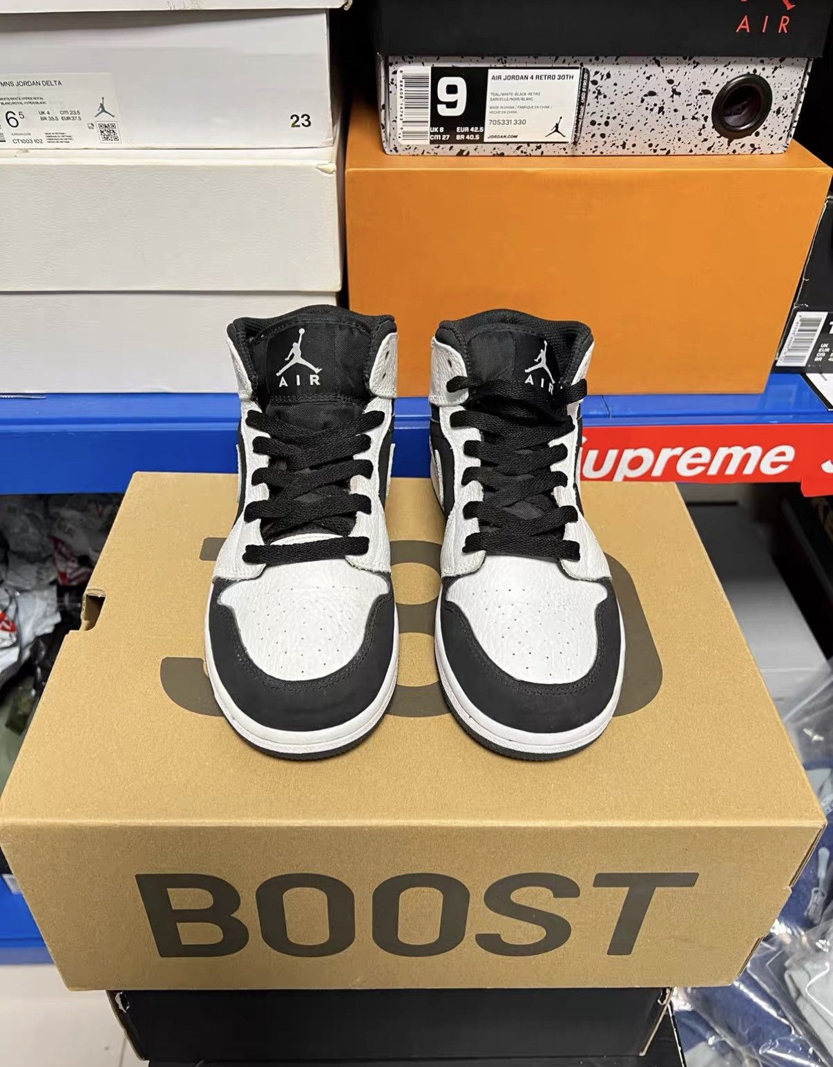 Jordan Brand Air Jordan 1 Black White Panda J42 Size US 6.5 / IT 36.5 - 2 Thumbnail