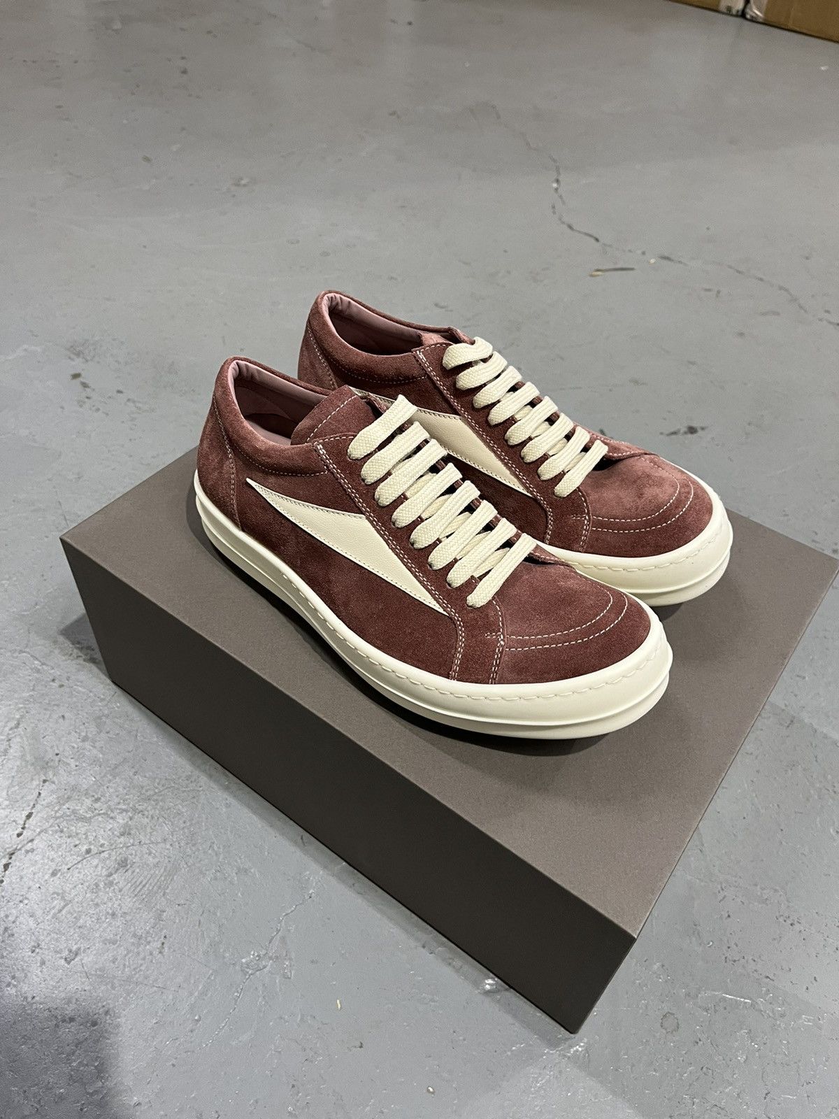 image of Rick Owens Vintage Sneakers in Burgandy, Women's (Size 9)