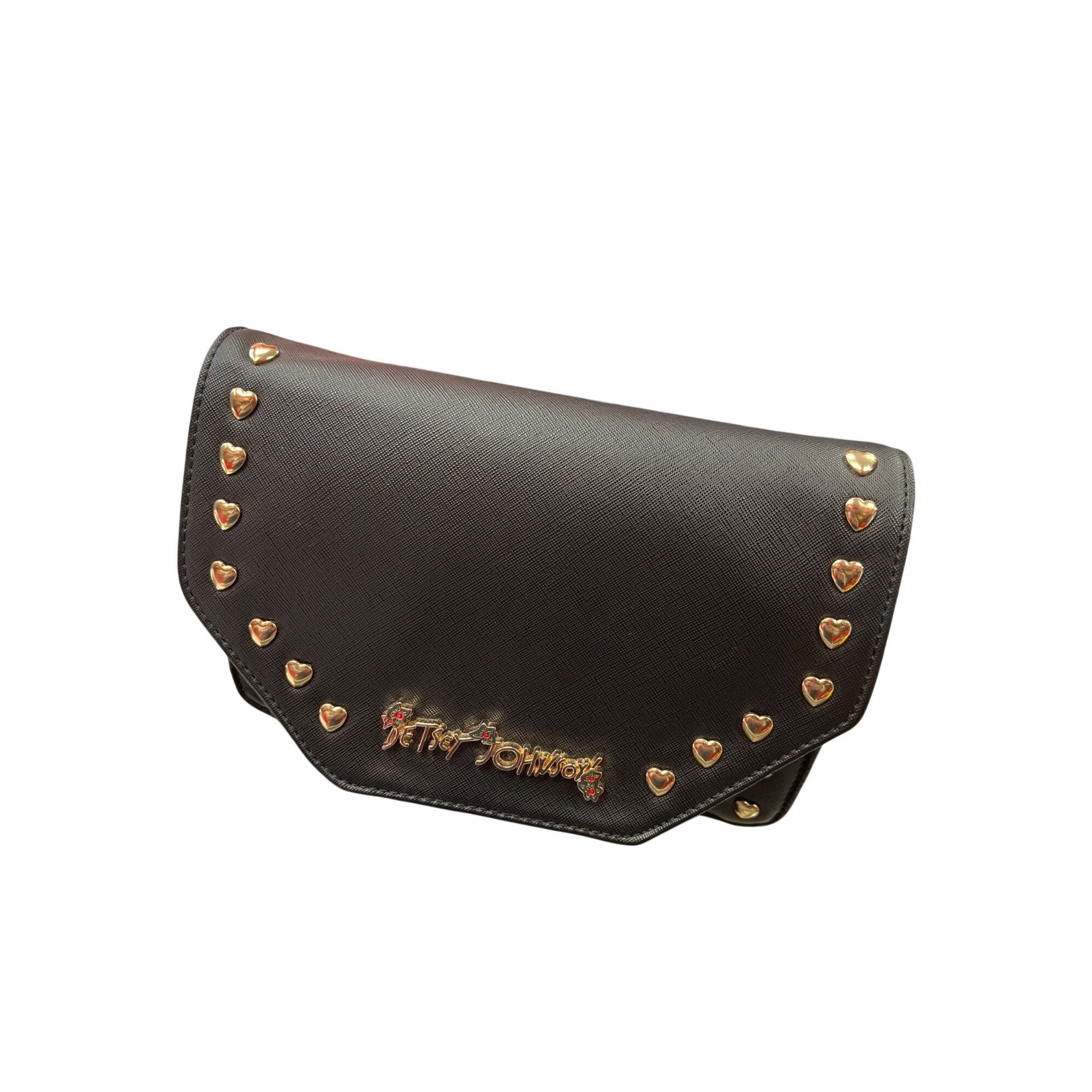 Betsey Johnson Betsey Johnson wms black gold faux leather cross body handba Size ONE SIZE - 1 Thumbnail
