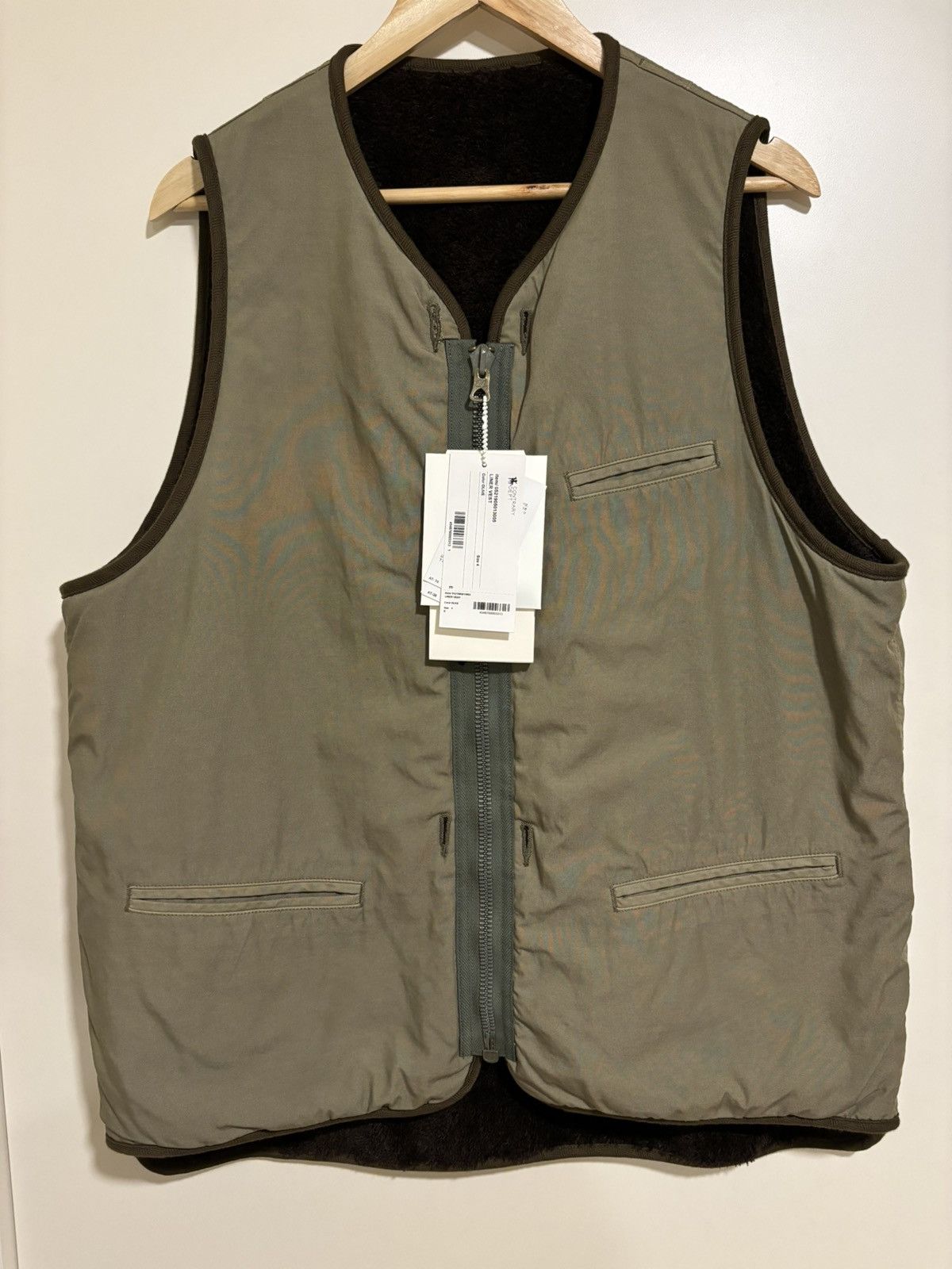VISVIM CONTRARY DEPT LINER VEST OLIVE
