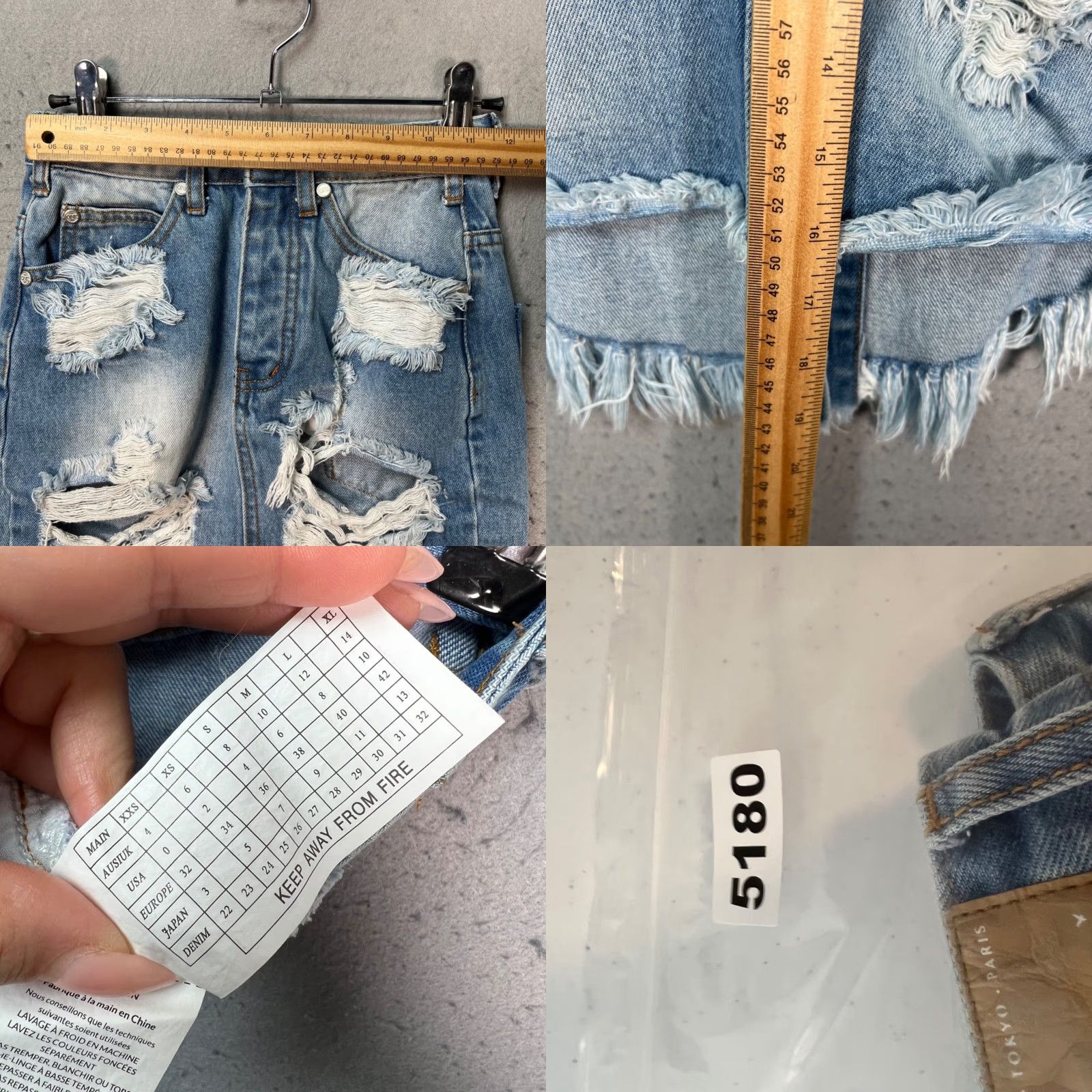Vintage One Teaspoon Womens Skirt Denim Knee Length Distressed Blue 22 High Rise Frayed Edges Straight & Pencil Vintage Size 40" / US 18 - 8 Thumbnail