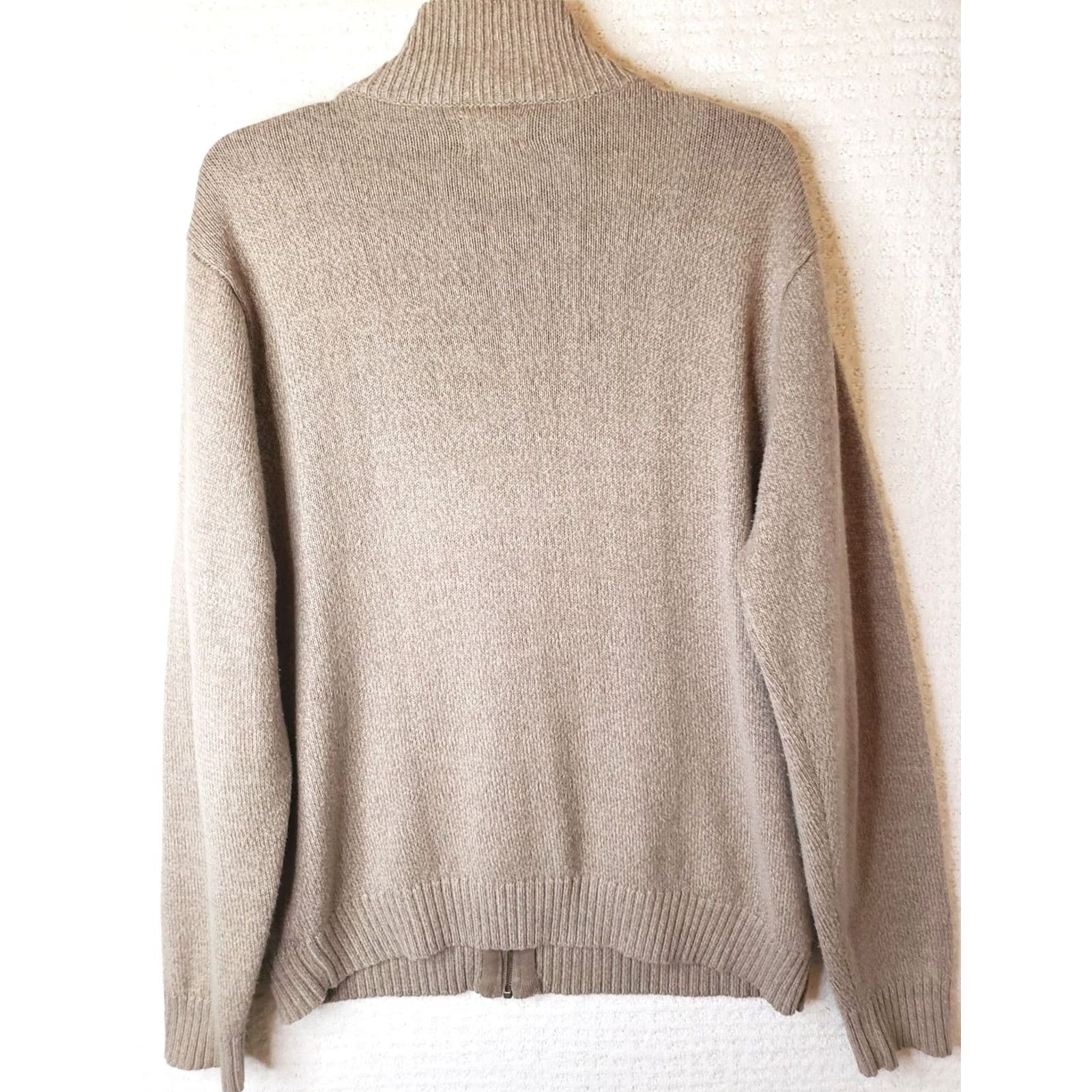 Haggar Haggar Men L Khaki Beige Full Zip Mock Neck Cable Knit Sweater Very Nice! Size US L / EU 52-54 / 3 - 6 Thumbnail