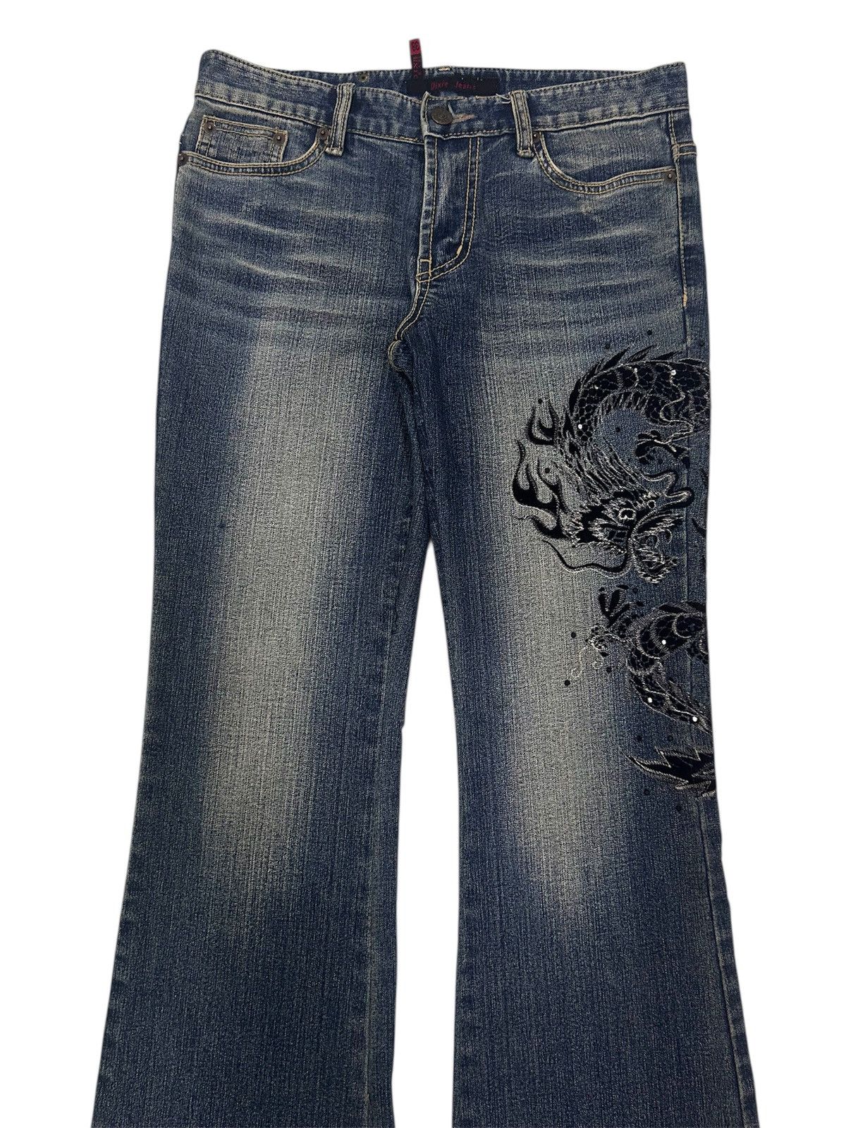 Japanese Brand × Vintage Vintage Japanese DIXIE JEANS Dragon Flare Denim Size US 30 / EU 46 - 3 Thumbnail