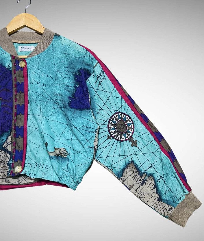 FunSet of Art 80s Paninaro Map Print Cropped Bomber Jacket-Martin Epsilon Size L / US 10 / IT 46 - 5 Thumbnail