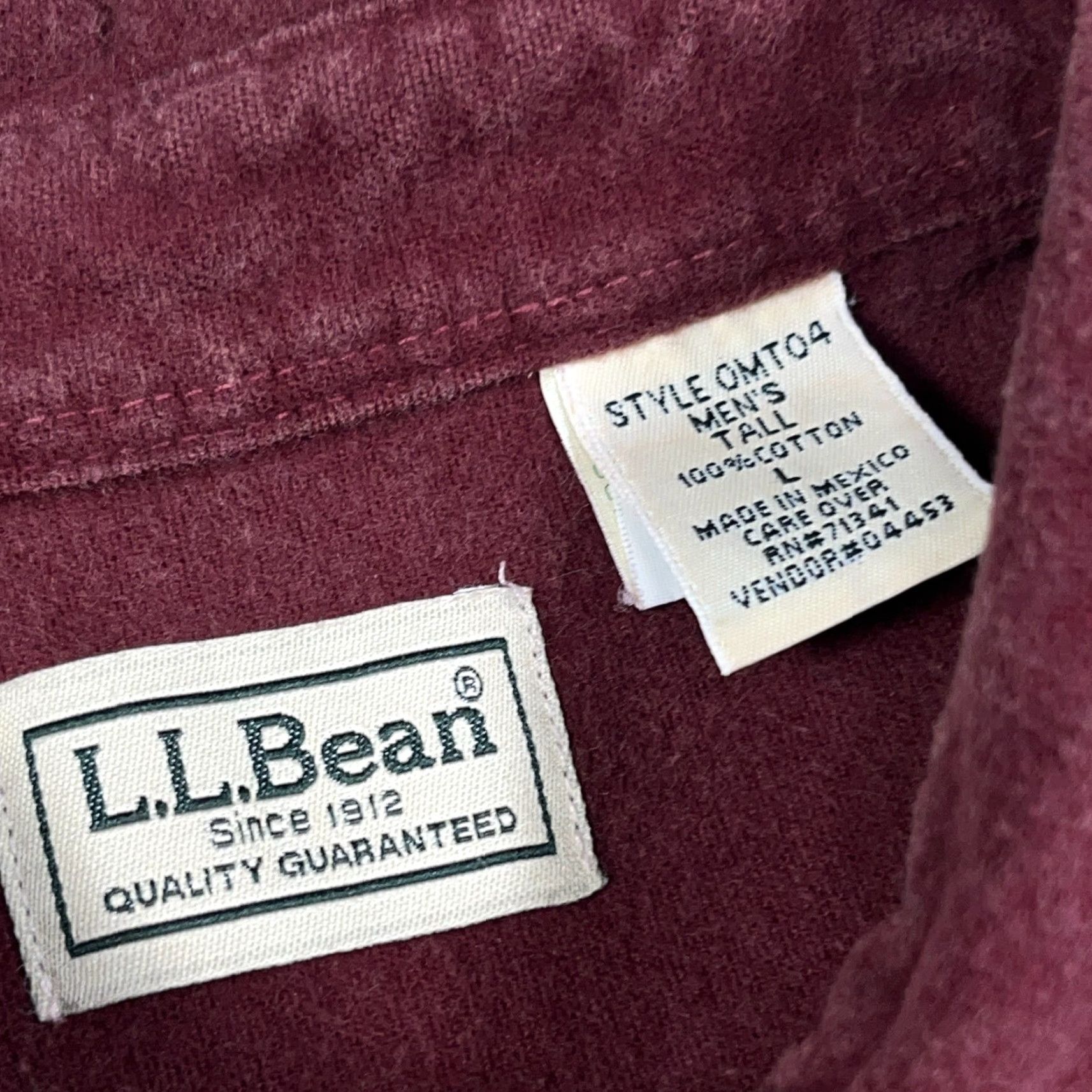 Vintage VINTAGE LL Bean Shirt Men Large Tall Maroon Button Up Chamois Thick Heavy Cloth Size US L / EU 52-54 / 3 - 7 Thumbnail