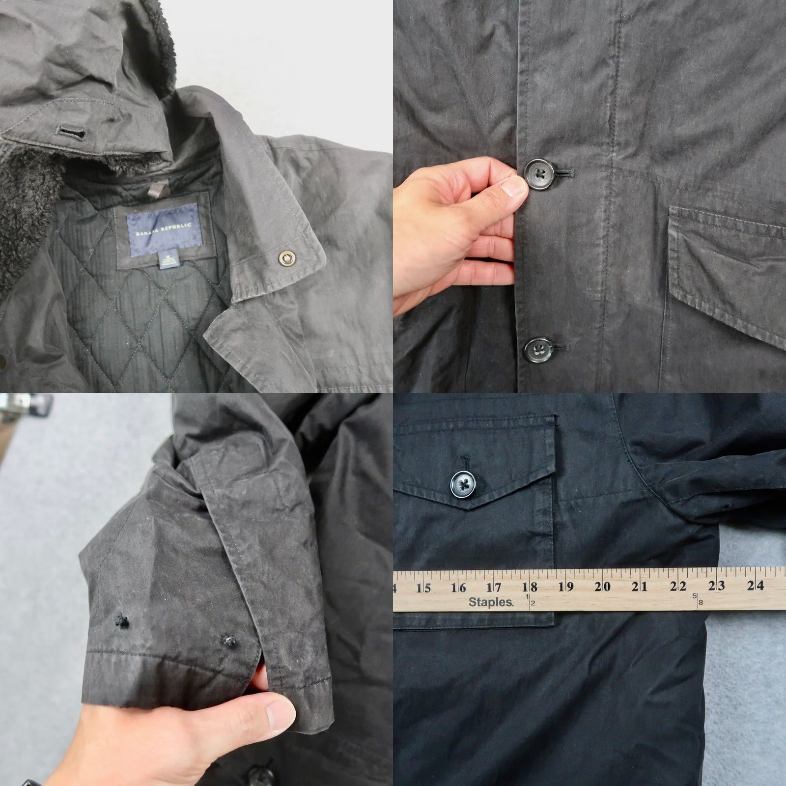 Banana Republic Banana Republic Mens Field Jacket Black M Detachable Faux Shearling Collar Quilt Size US M / EU 48-50 / 2 - 8 Thumbnail