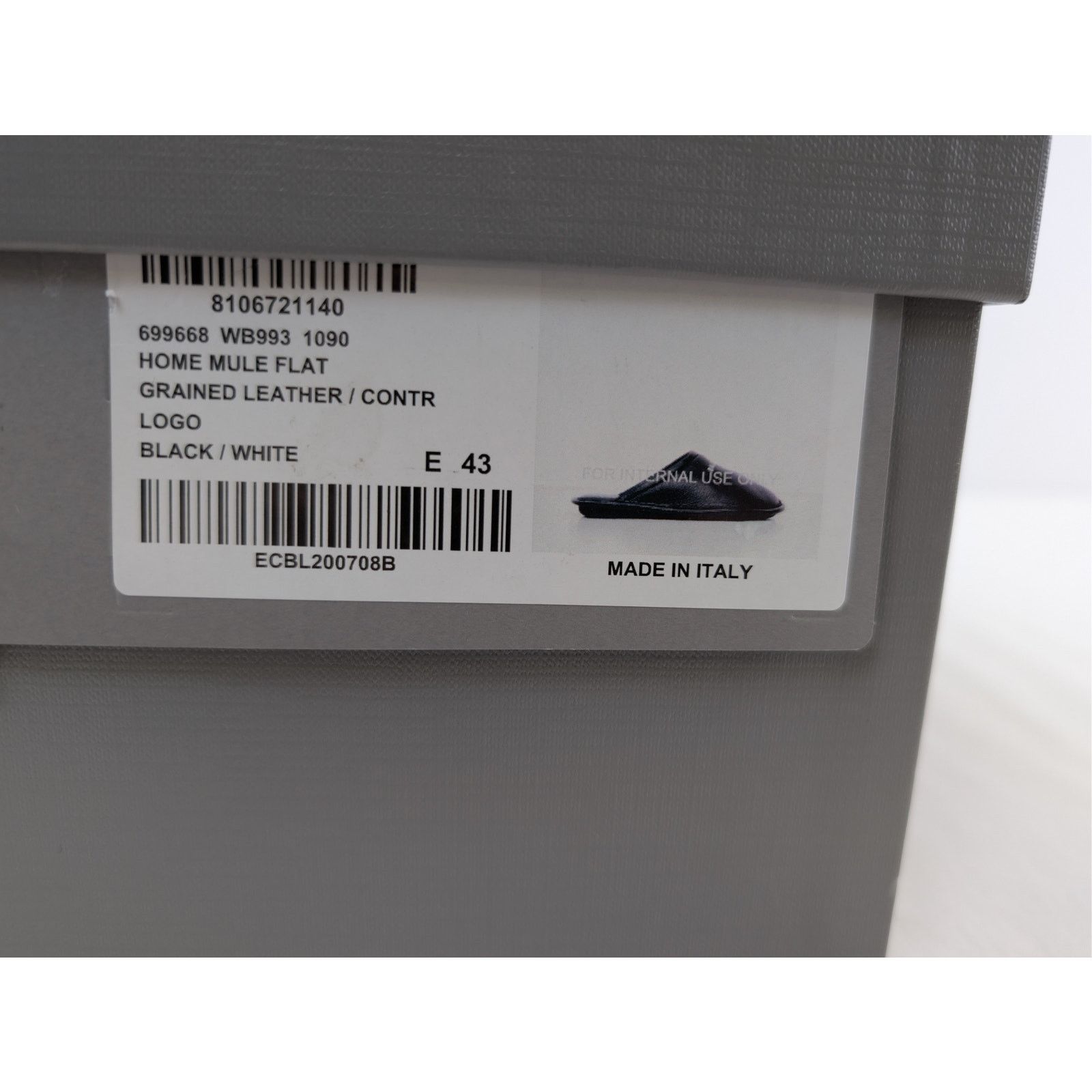 Balenciaga o1rshd1 Logo Grained Leather / Control Home Mule Flat Black Size US 10 / EU 43 - 21 Thumbnail