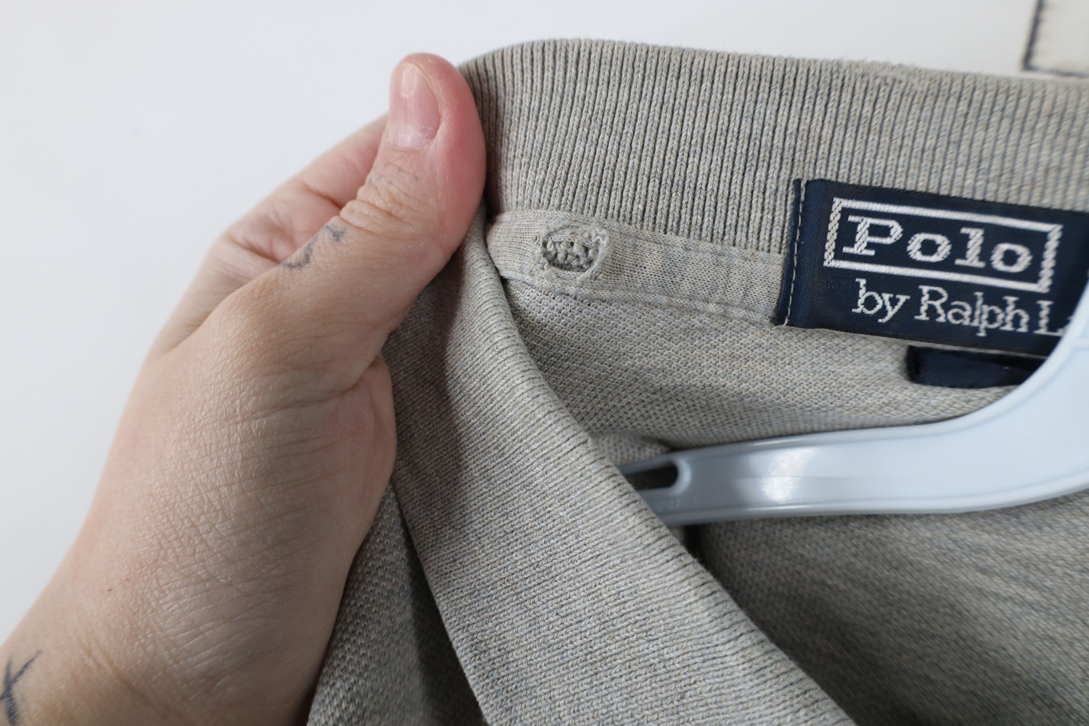 Ralph Lauren × Vintage Vintage 90s Ralph Lauren Pique Cotton Polo Shirt Gray Size US L / EU 52-54 / 3 - 10 Thumbnail