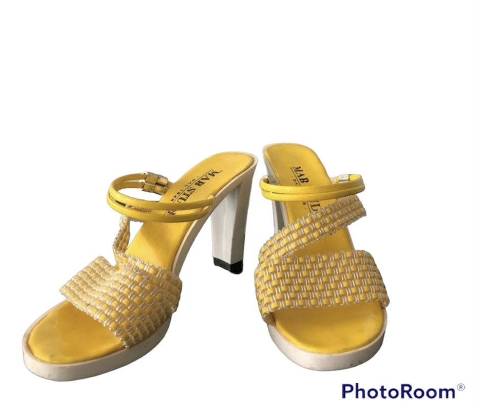 Designer × Vintage Vintage Y2K 90s Heels in yellow Size US 6 / IT 36 - 2 Thumbnail
