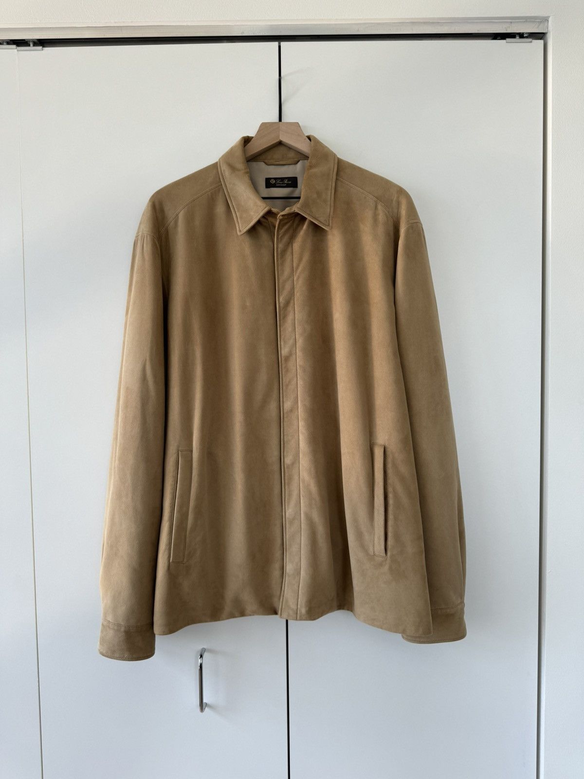 image of Loro Piana Kidskin Madison Overshirt Bomber Pelle Rain System Fai7620 in Beige, Men's (Size 2XL)