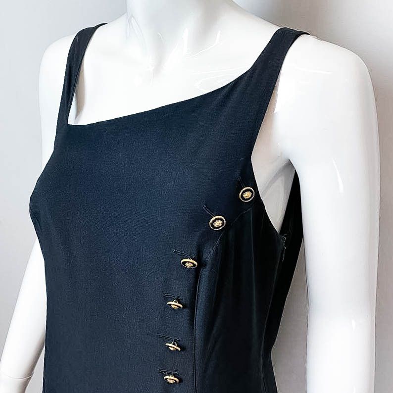 Versace × Versus Versace VERSUS Gianni Versace Dark Blue Medusa Long Dress Vintage Size S / US 4 / IT 40 - 5 Thumbnail