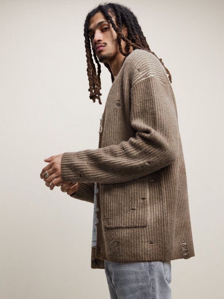 John Varvatos Destroyed Cashmere Distressed cardigan. Med Size US M / EU 48-50 / 2 - 2 Thumbnail