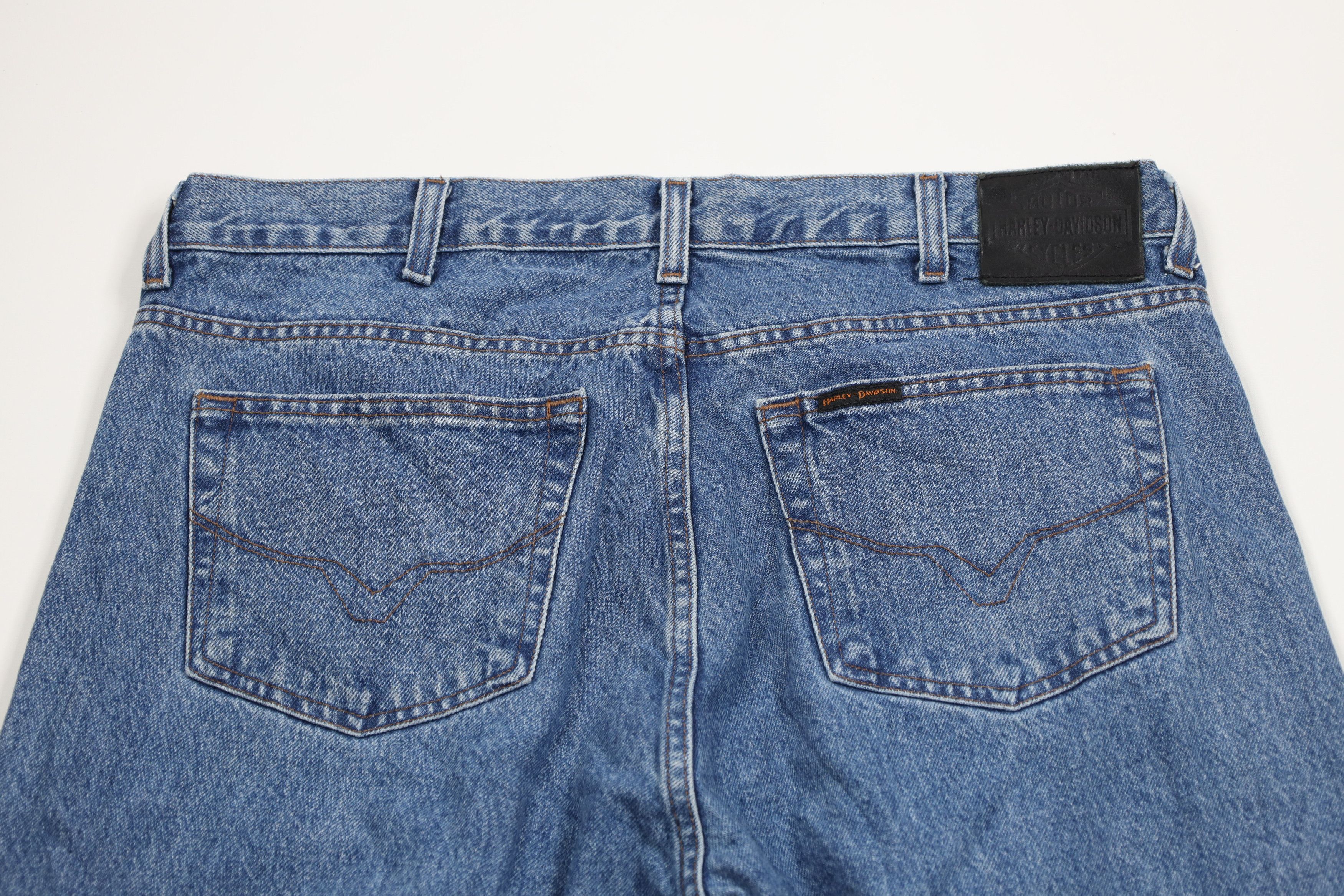 Harley Davidson × Vintage Vintage 90s Harley Davidson Baggy Wide Leg Denim Jeans Blue Size US 38 / EU 54 - 10 Thumbnail