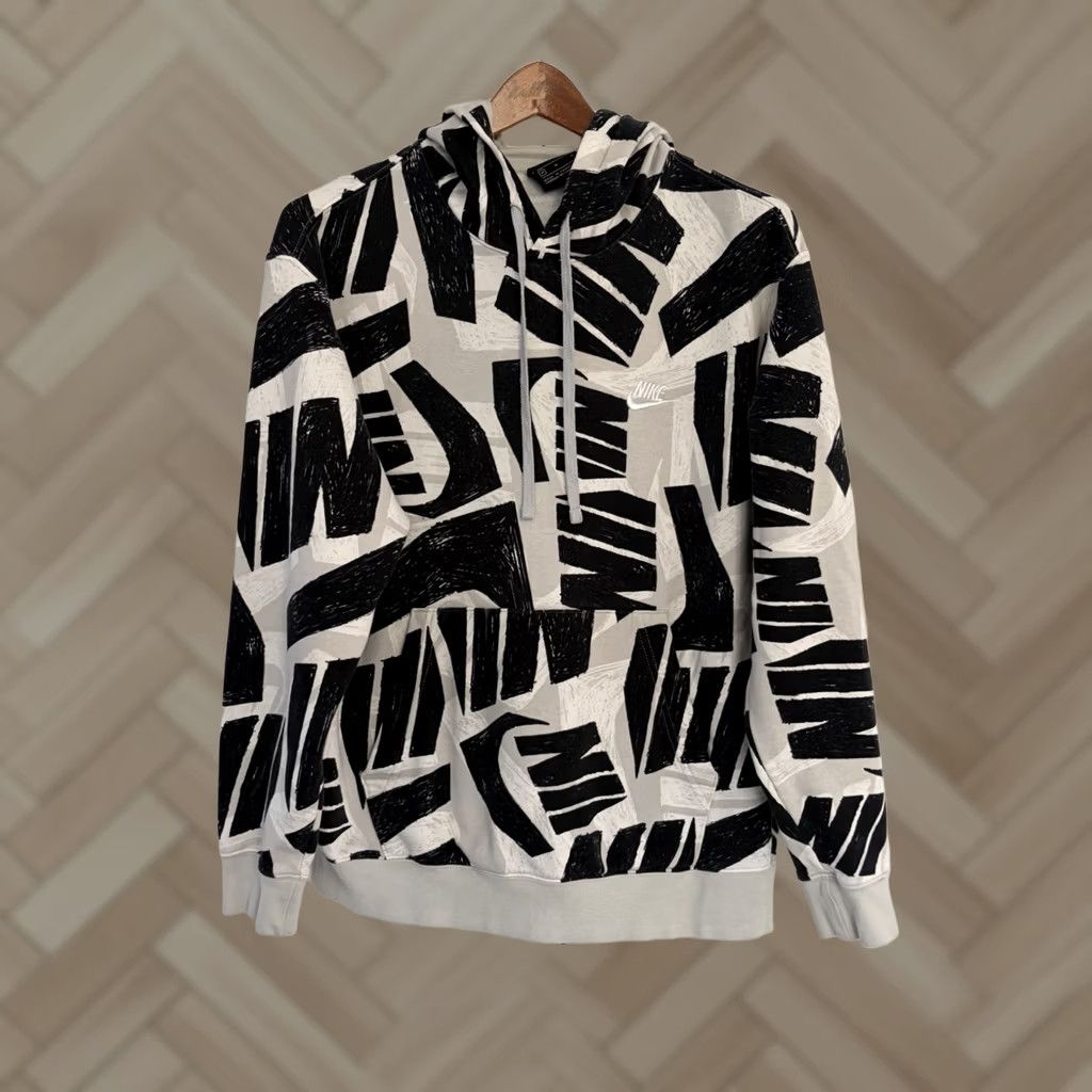 Nike Nike Men's Hoodie Pullover Fleece Hooded size Medium Beige White Graphic Print Logo Size US M / EU 48-50 / 2 - 1 Thumbnail