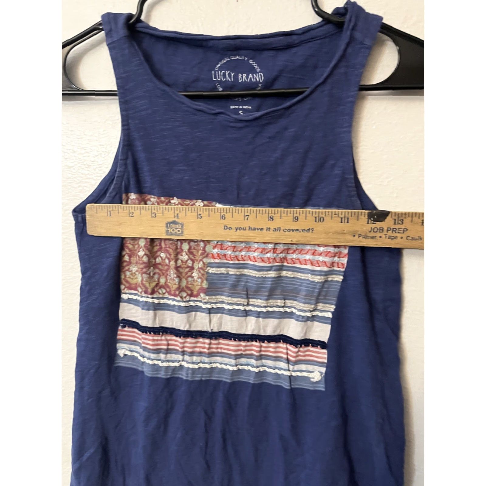 Lucky Brand Lucky Brand Tank Top Women Sleeveless Embroidered & Sequin Rug Flag 100% Cotton Size S Blue Polo Crew Neck Casual Shirt - Ladies Size S / US 4 / IT 40 - 4 Thumbnail