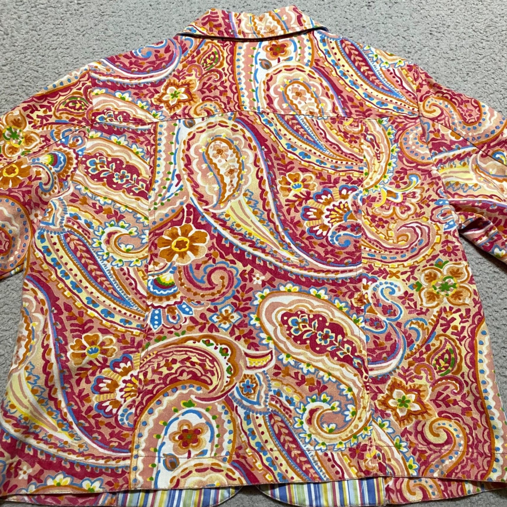 Coldwater Creek Coldwater Creek Jacket Womens PL Multicolor Paisley Button-Up Lightweight Petite Long Sleeve Casual Short Size L / US 10 / IT 46 - 2 Thumbnail