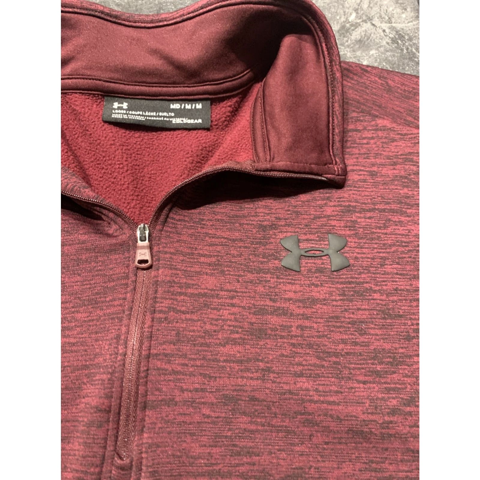 Under Armour Under Armour Sweater Mens M Maroon Heathered 1/4 Zip Pullover Casual Mock Neck Golf Size US M / EU 48-50 / 2 - 4 Thumbnail