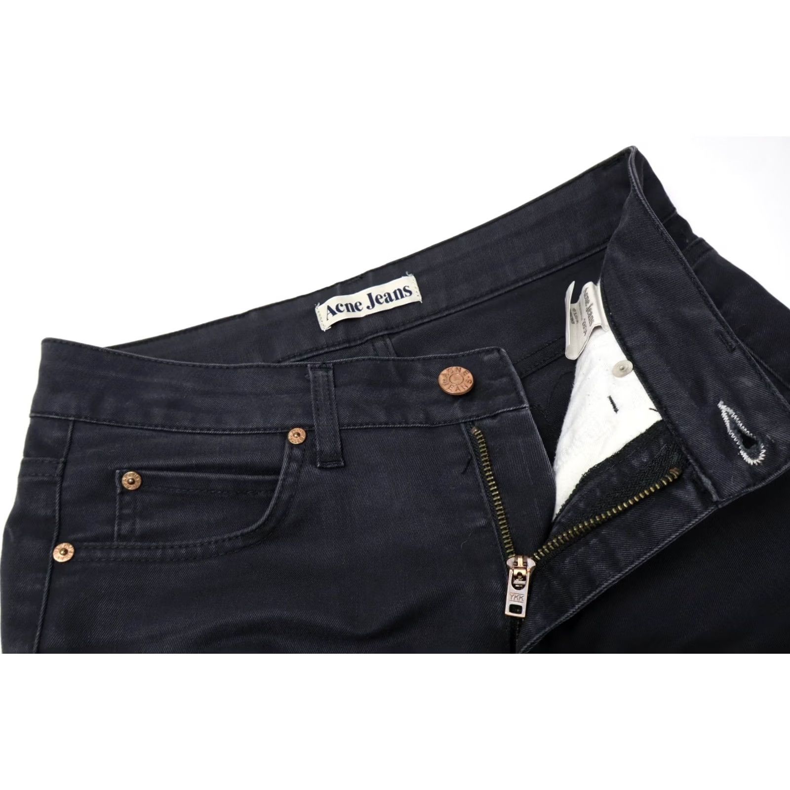 Denime Acne Jeans Women's Hex Black UPS Jeans W28/L34 Straight Black Denim Zip Fly Size 28" / US 6 / IT 42 - 4 Thumbnail