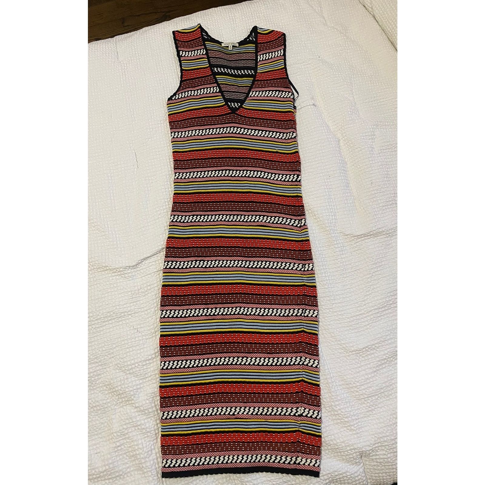 Ronny Kobo Ronny Kobo Corded Knit Midi Dress V-Neck Bodycon Fit Size M / US 6-8 / IT 42-44 - 1 Thumbnail
