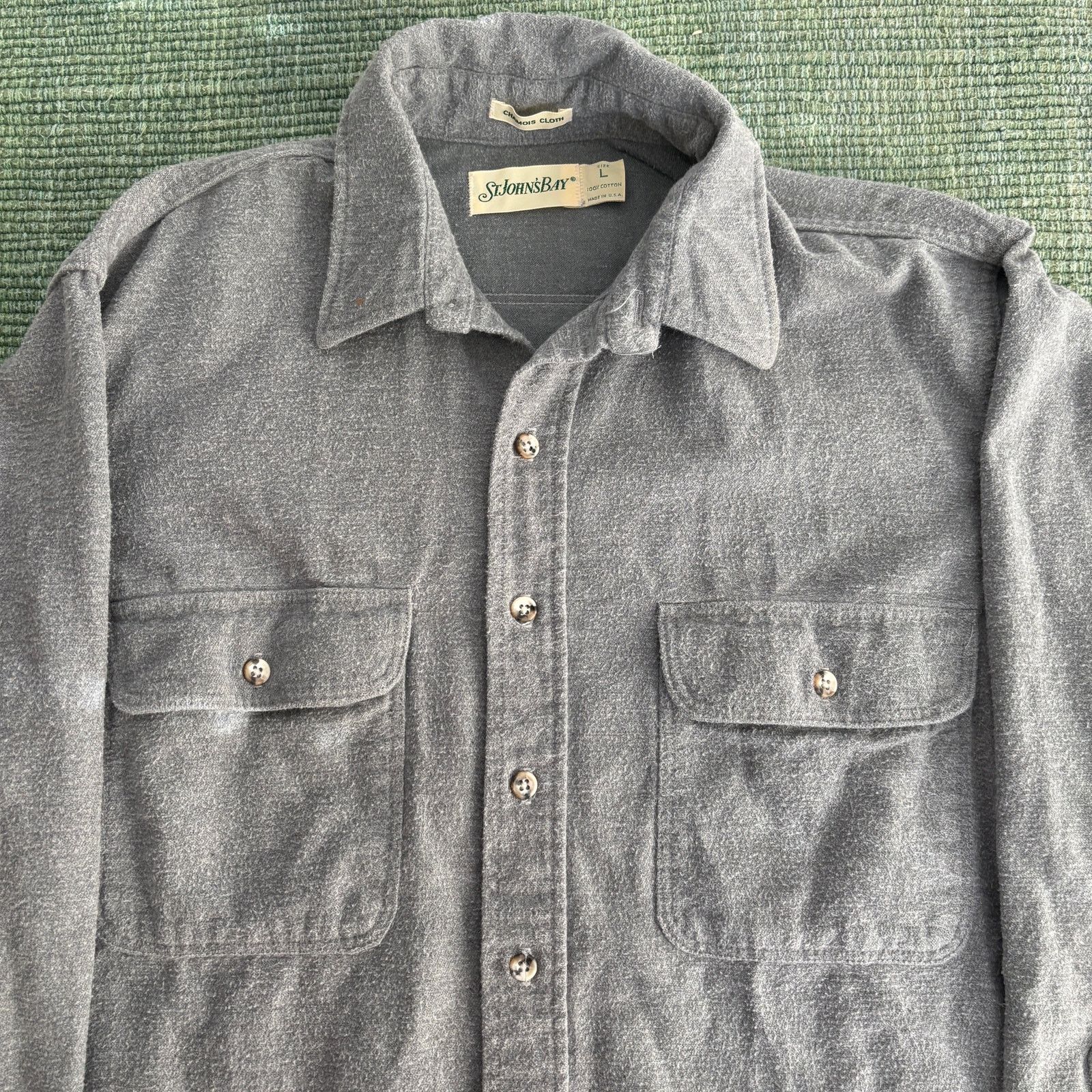 St. Johns Bay × Vintage 1990s gray st john's bay cotton chamois flannel shirt large Size US XL / EU 56 / 4 - 2 Thumbnail