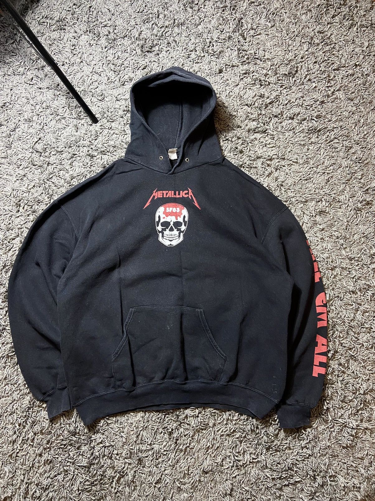 Band Tees × Metallica × Vintage METALLICA VINTAGE 00s BAND ROCK HOODIE CENTRE LOGO Size US XL / EU 56 / 4 - 1 Thumbnail