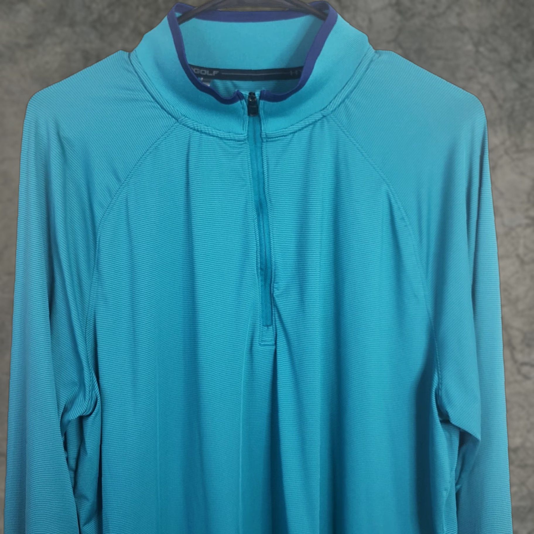Under Armour UNDER ARMOUR Men L Teal Striped 1/4 Zip Loose Fit Pullover Jacket Breathable Threadborne Size US L / EU 52-54 / 3 - 1 Thumbnail