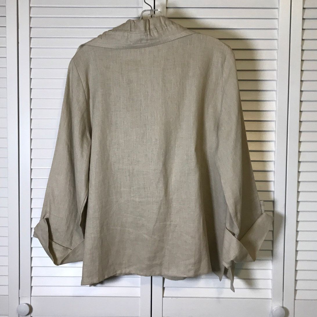Other Connie’s Moon Light Tan V-Neck Long-Sleeve Linen Jacket M Size M / US 6-8 / IT 42-44 - 2 Thumbnail