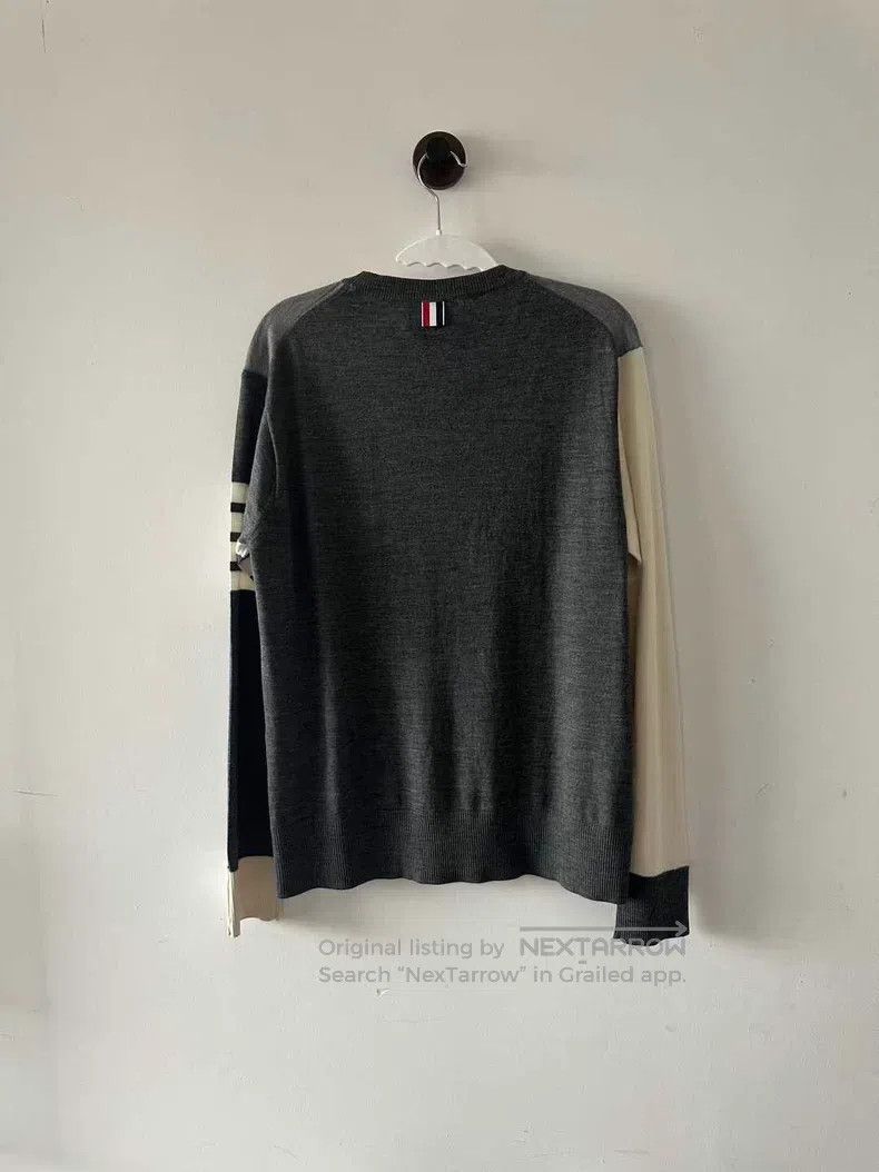 Thom Browne Thom Browne Gray and White Colorblock Wool Sweater Size US L / EU 52-54 / 3 - 2 Thumbnail